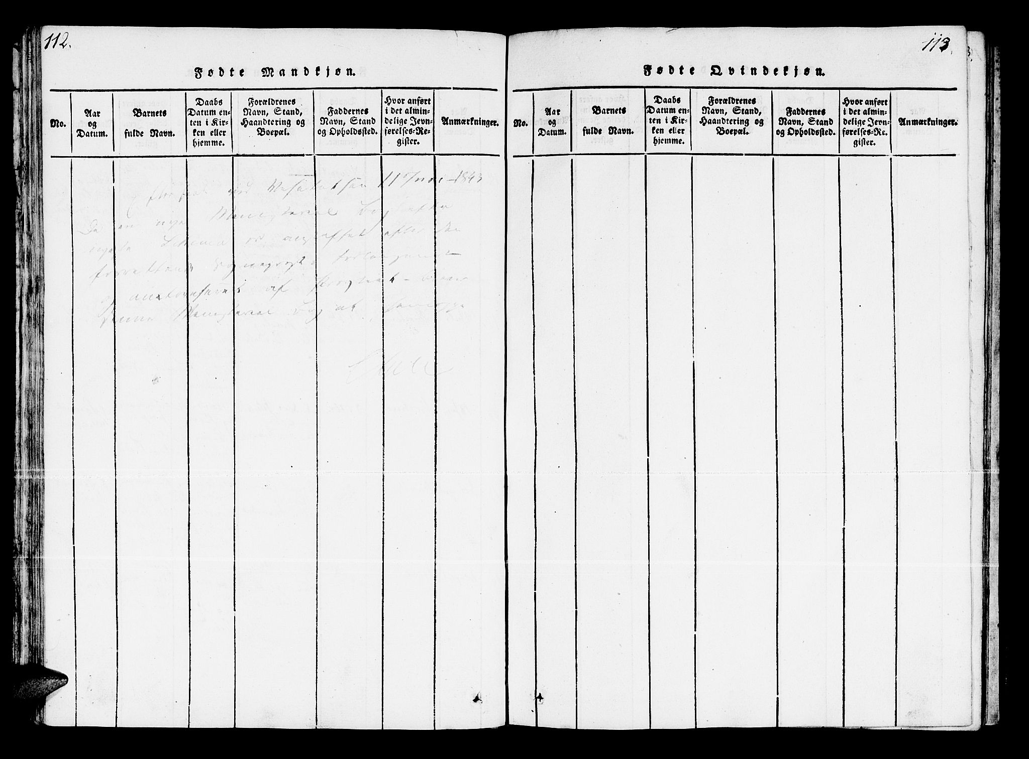 Kistrand/Porsanger sokneprestembete, AV/SATØ-S-1351/H/Ha/L0003.kirke: Parish register (official) no. 3, 1825-1842, p. 112-113