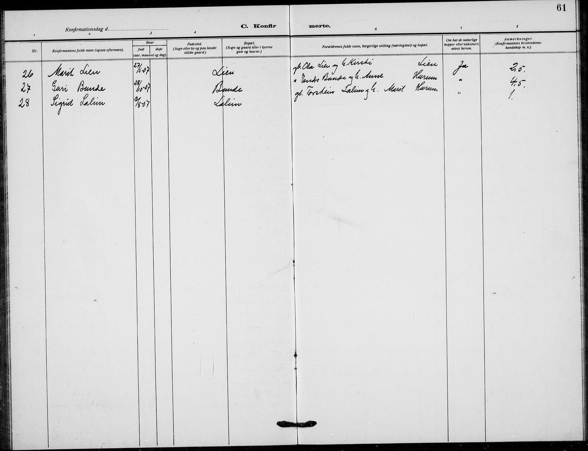 Vang prestekontor, Valdres, SAH/PREST-140/H/Hb/L0012: Parish register (copy) no. 12, 1919-1937, p. 61