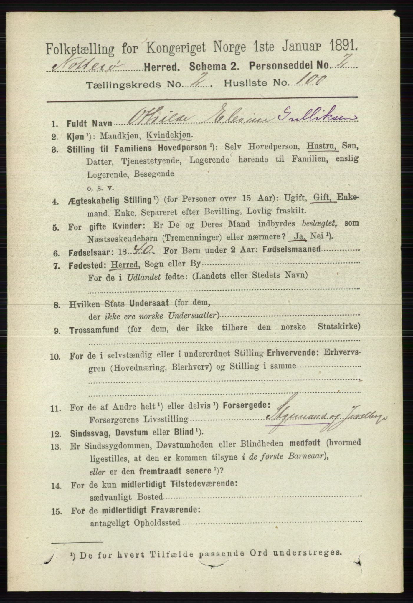 RA, 1891 census for 0722 Nøtterøy, 1891, p. 1468