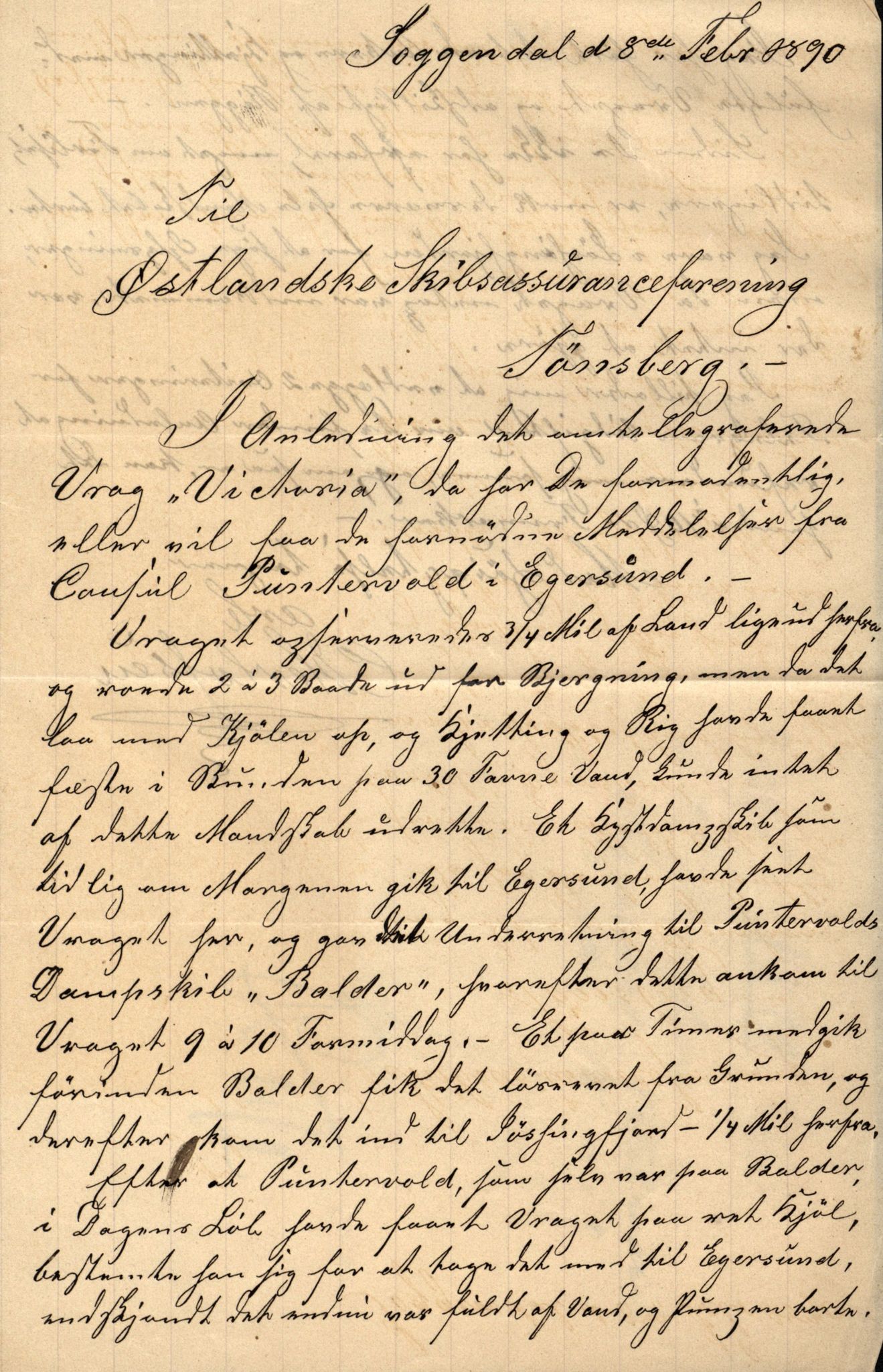 Pa 63 - Østlandske skibsassuranceforening, VEMU/A-1079/G/Ga/L0025/0002: Havaridokumenter / Victoria, St. Petersburg, Windsor, 1890, p. 20