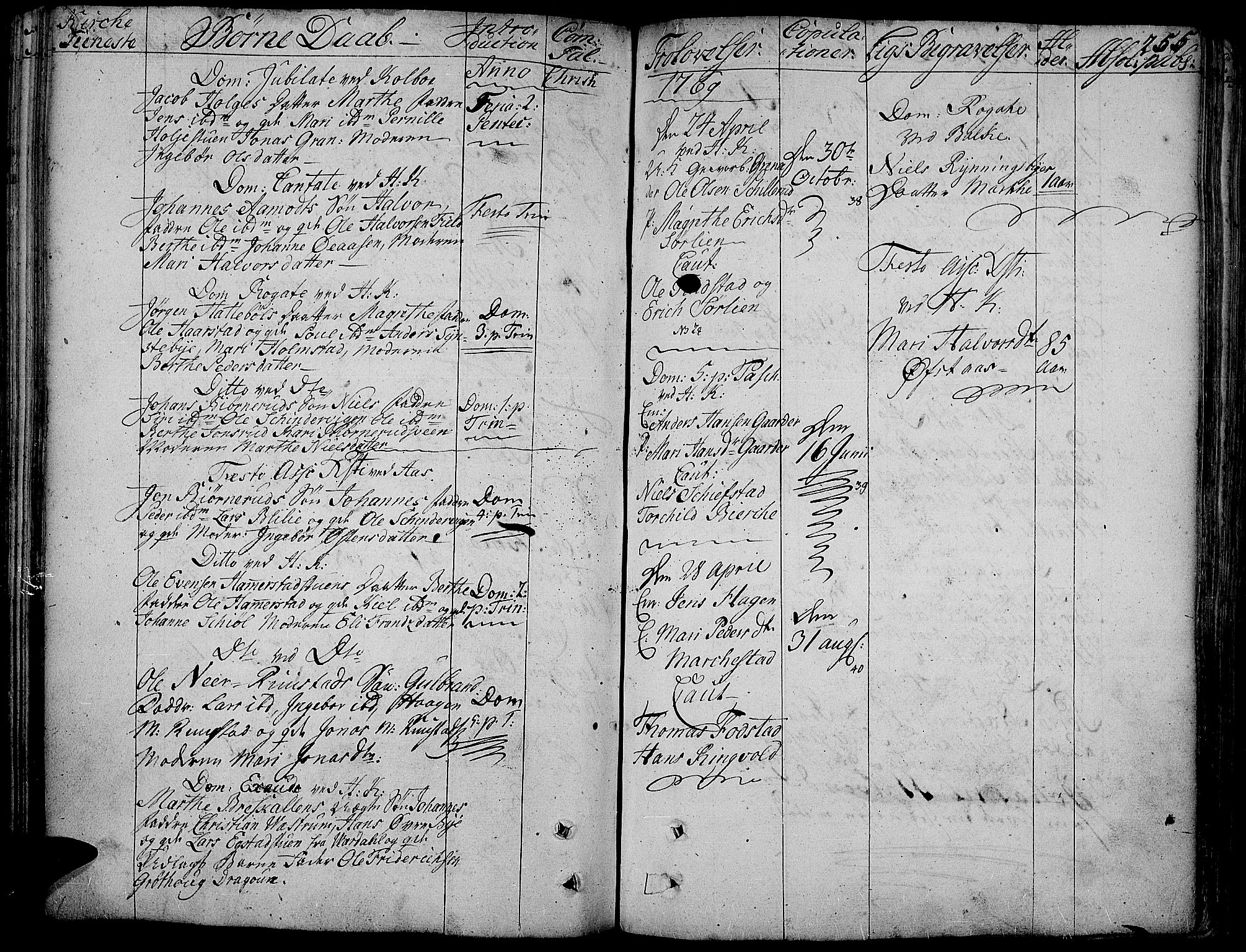 Toten prestekontor, SAH/PREST-102/H/Ha/Haa/L0005: Parish register (official) no. 5, 1761-1772, p. 255