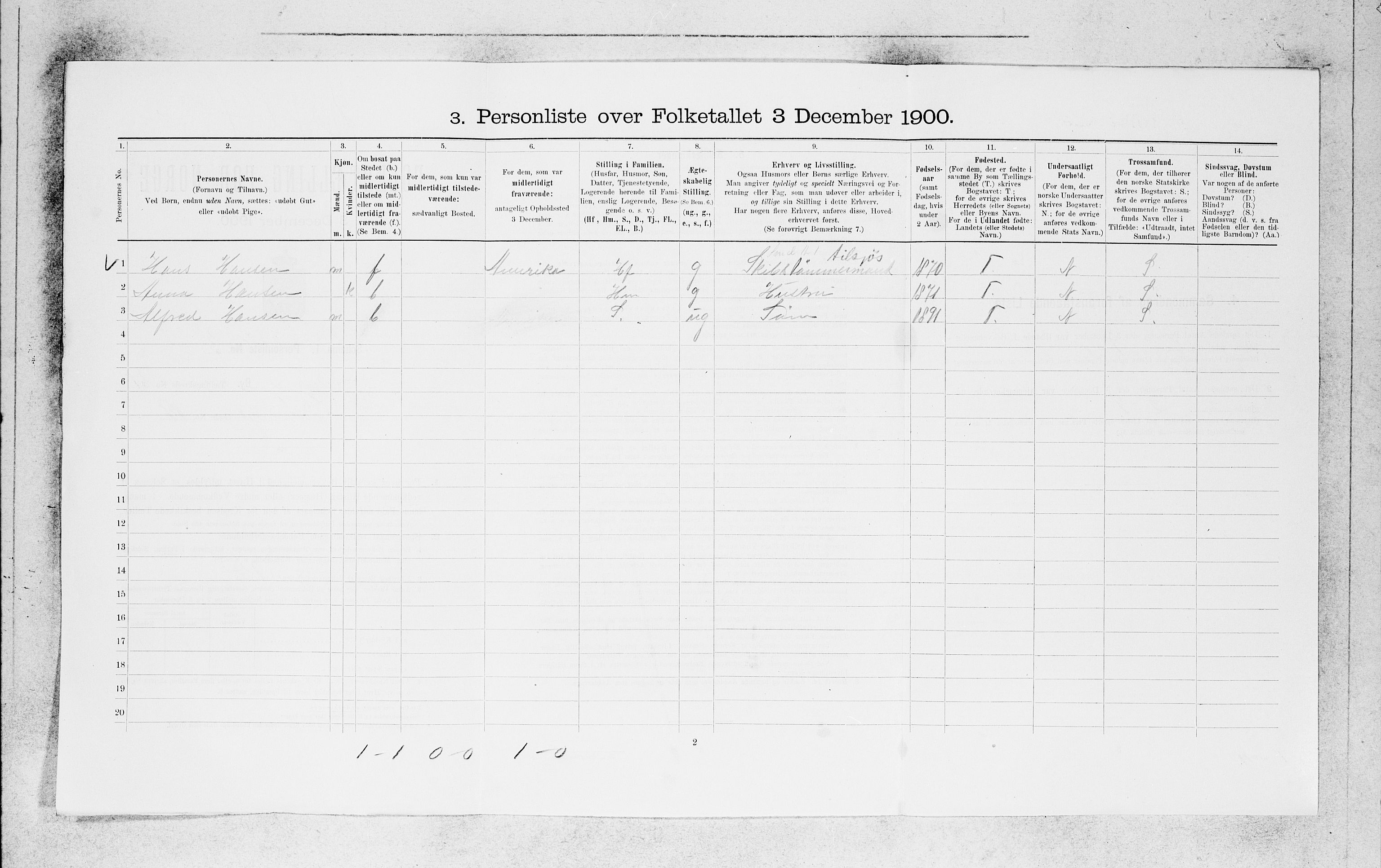 SAB, 1900 census for Bergen, 1900, p. 10239