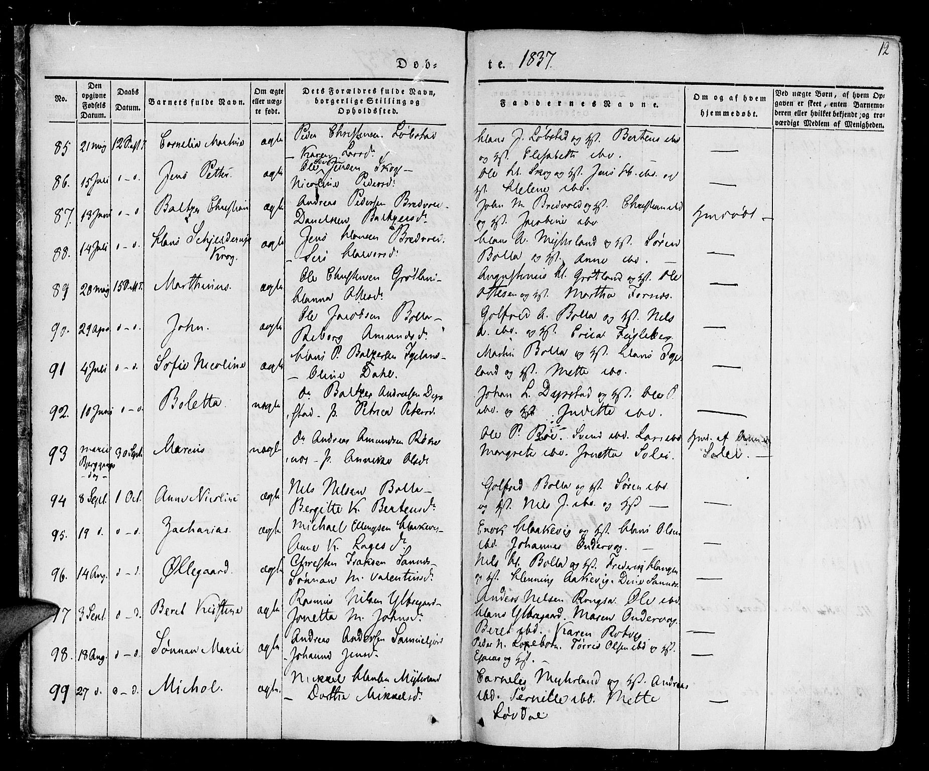 Ibestad sokneprestembete, AV/SATØ-S-0077/H/Ha/Haa/L0006kirke: Parish register (official) no. 6, 1837-1850, p. 12