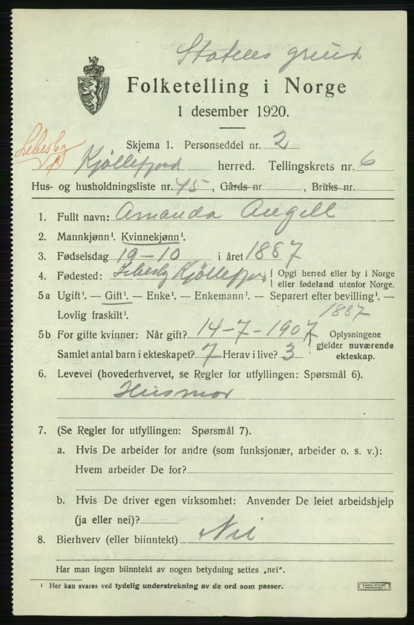 SATØ, 1920 census for Lebesby, 1920, p. 3517