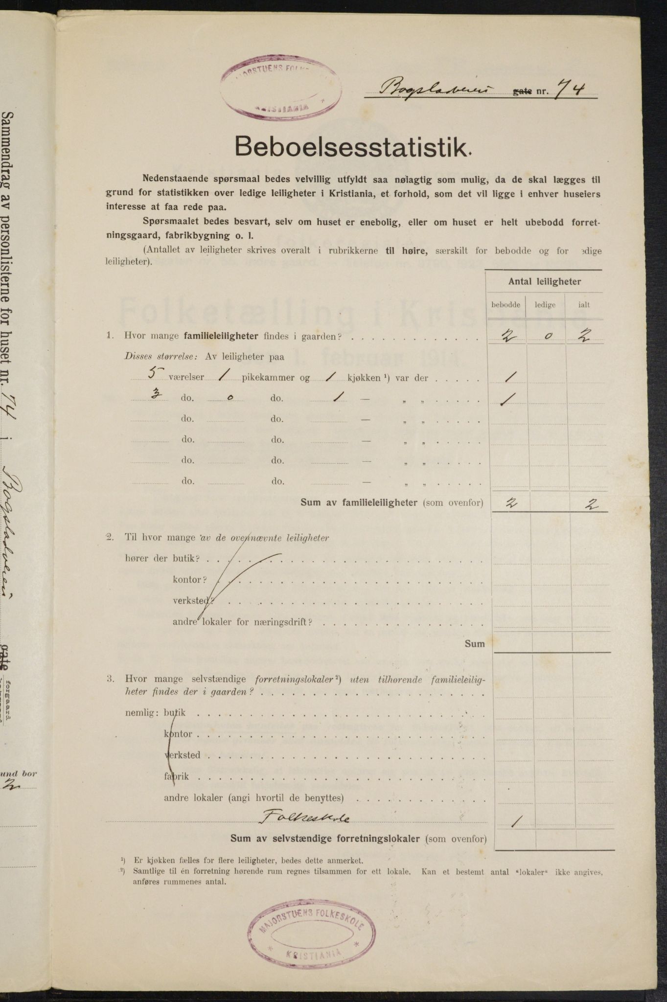 OBA, Municipal Census 1914 for Kristiania, 1914, p. 7594