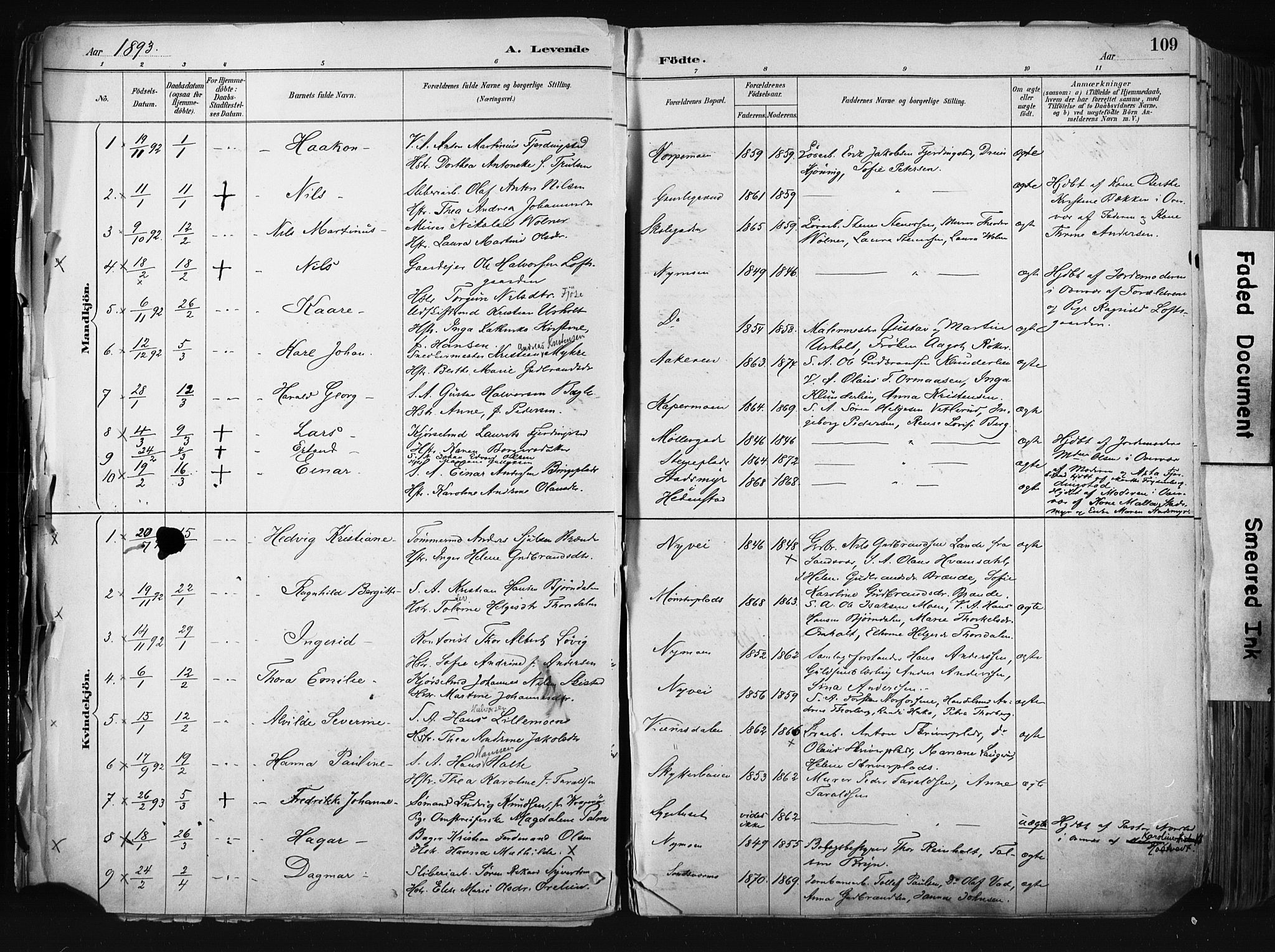 Kongsberg kirkebøker, AV/SAKO-A-22/F/Fb/L0002: Parish register (official) no. II 2, 1886-1896, p. 109