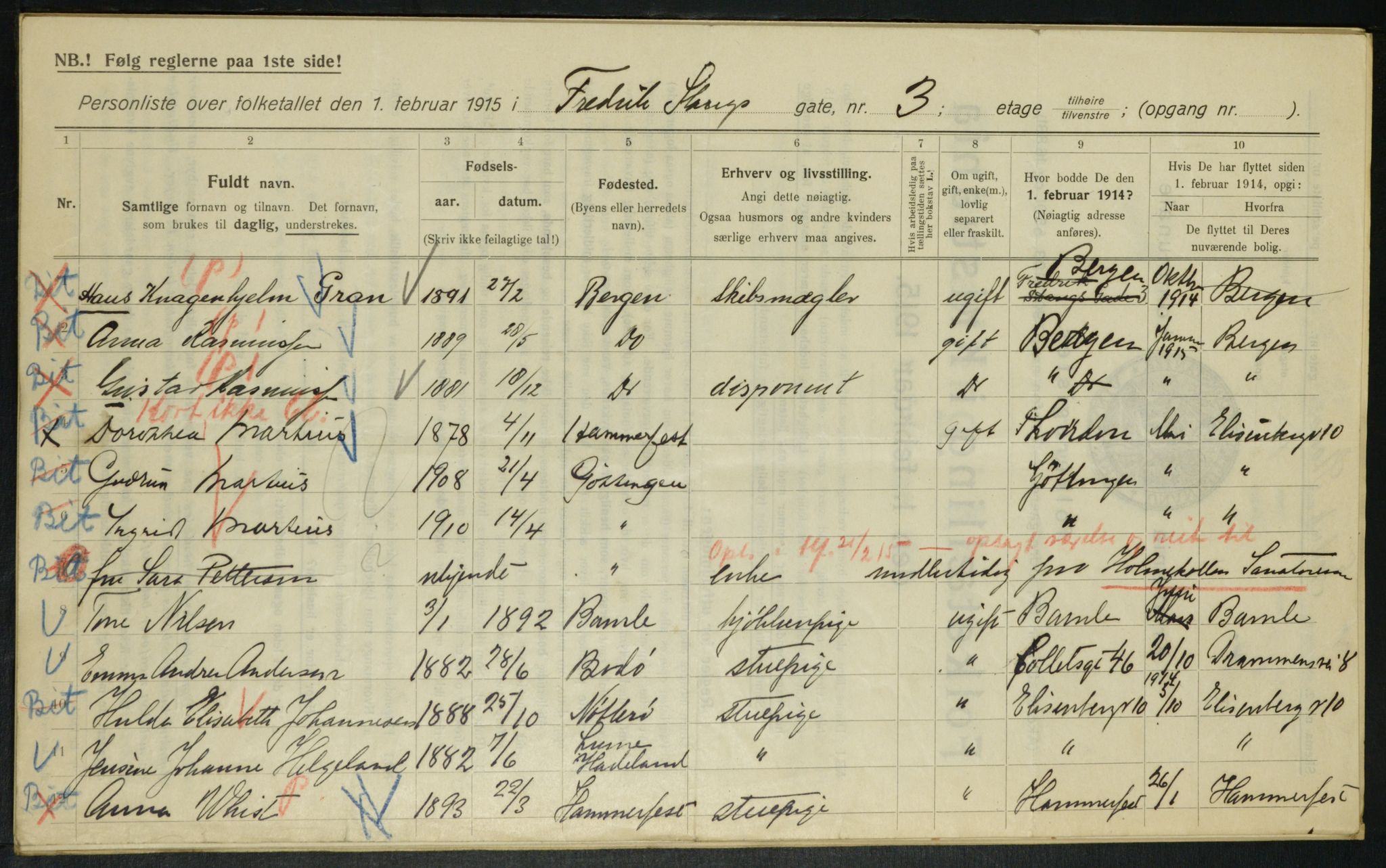 OBA, Municipal Census 1915 for Kristiania, 1915, p. 26170