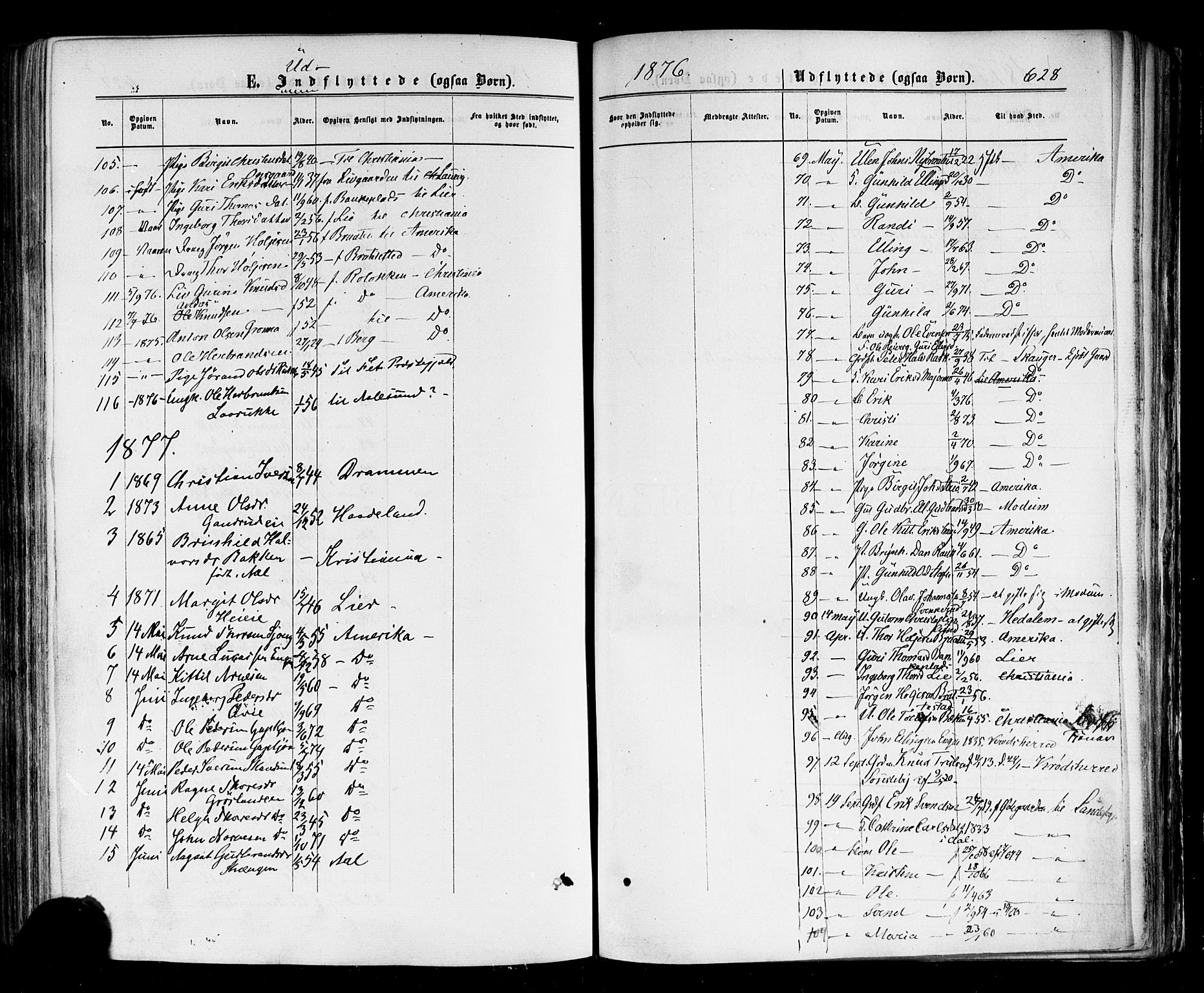 Nes kirkebøker, SAKO/A-236/F/Fa/L0010: Parish register (official) no. 10, 1864-1880, p. 628