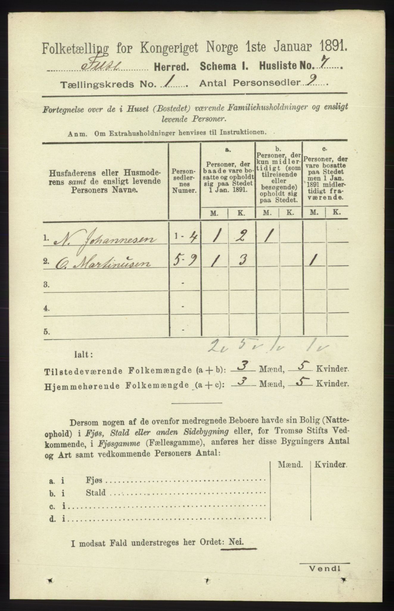 RA, 1891 census for 1241 Fusa, 1891, p. 48