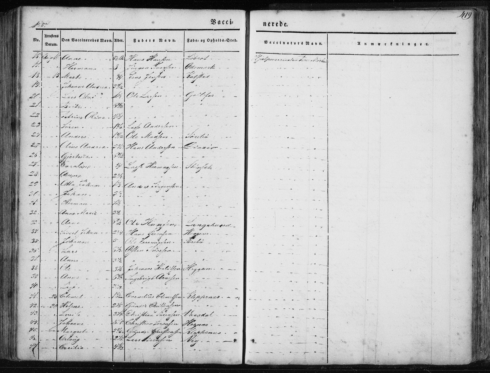 Fjaler sokneprestembete, AV/SAB-A-79801/H/Haa/Haaa/L0006: Parish register (official) no. A 6, 1835-1884, p. 419