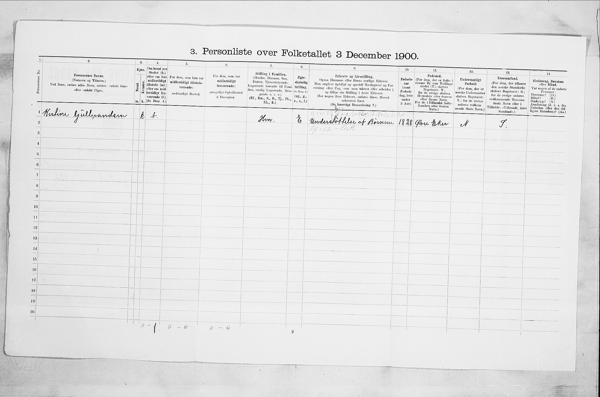 RA, 1900 census for Drammen, 1900, p. 3720