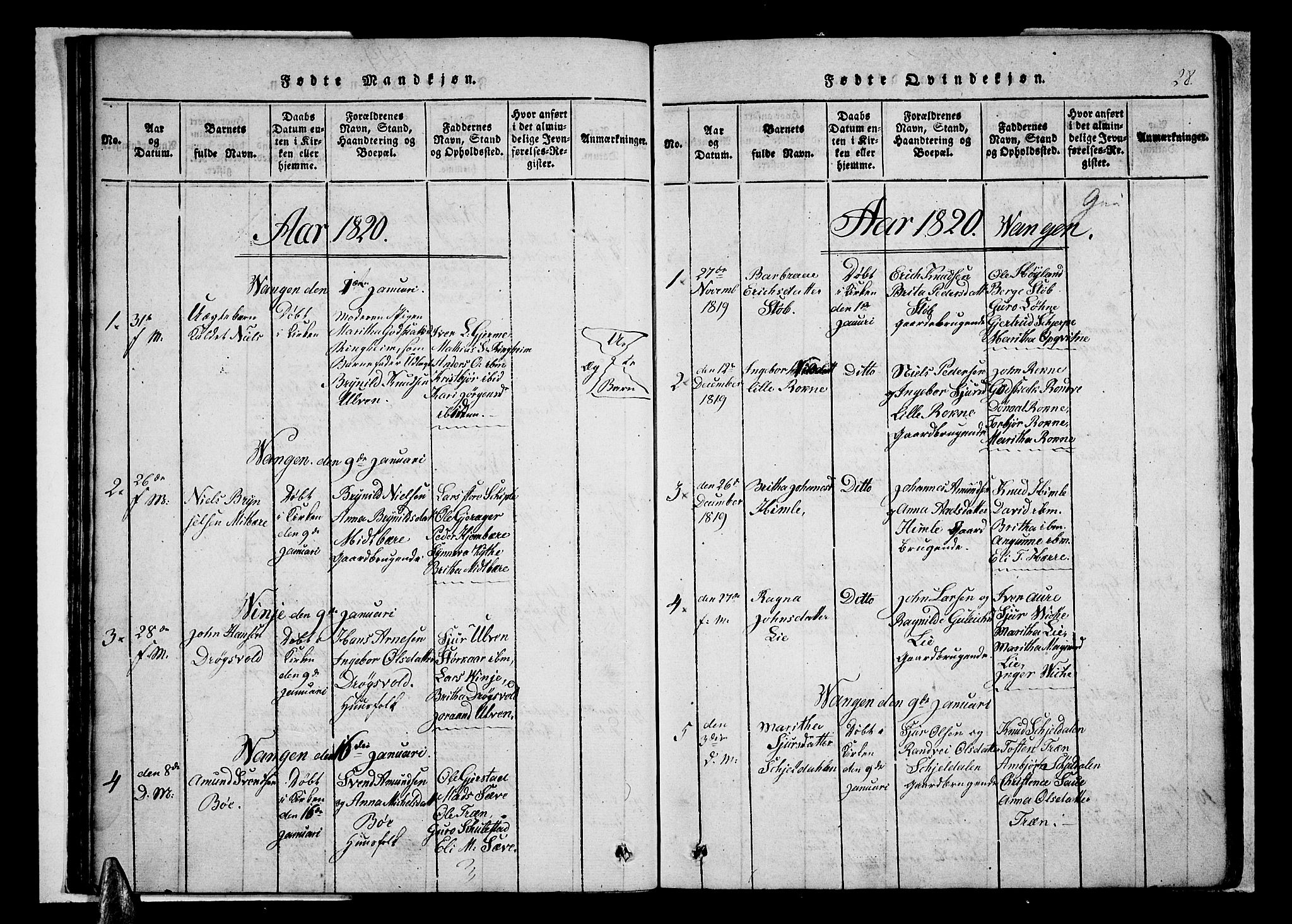 Voss sokneprestembete, SAB/A-79001/H/Haa: Parish register (official) no. A 11, 1816-1827, p. 28