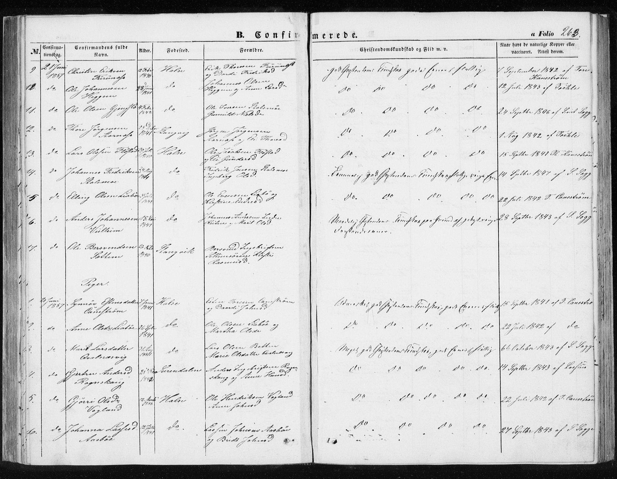 Ministerialprotokoller, klokkerbøker og fødselsregistre - Møre og Romsdal, SAT/A-1454/576/L0883: Parish register (official) no. 576A01, 1849-1865, p. 263