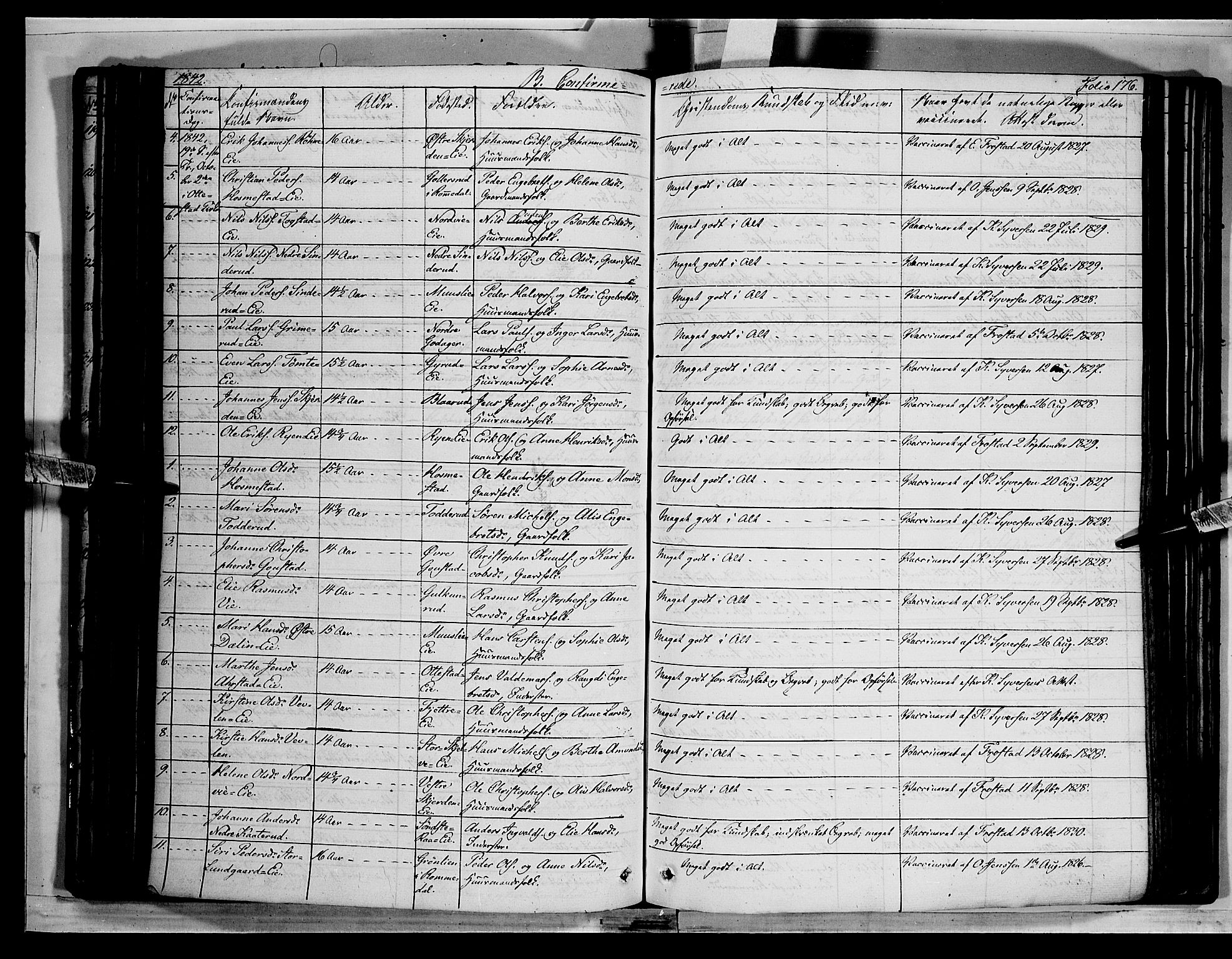 Stange prestekontor, AV/SAH-PREST-002/K/L0010: Parish register (official) no. 10, 1835-1845, p. 176