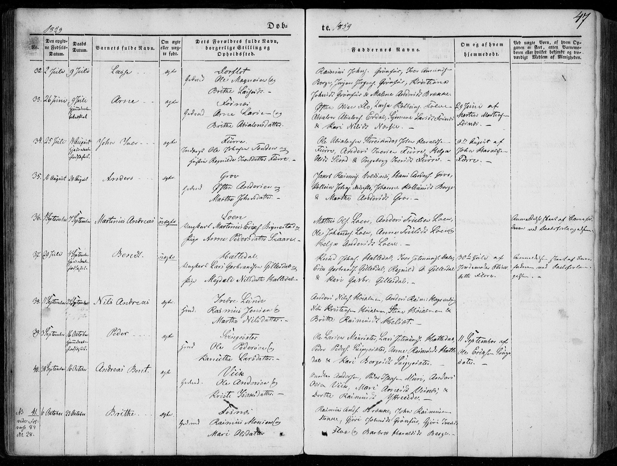 Stryn Sokneprestembete, AV/SAB-A-82501: Parish register (official) no. A 2, 1844-1861, p. 47