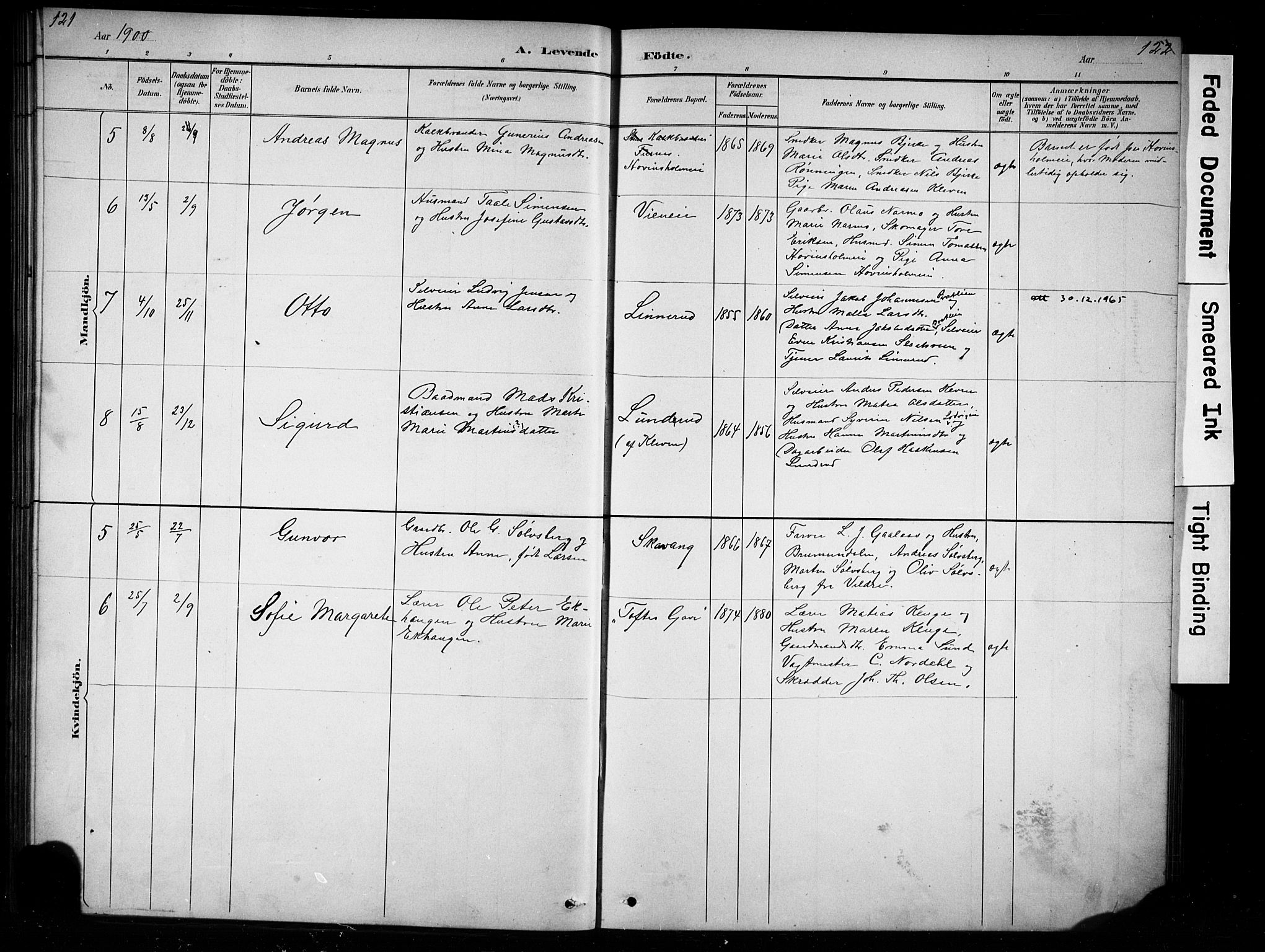 Nes prestekontor, Hedmark, AV/SAH-PREST-020/L/La/L0016: Parish register (copy) no. 16, 1883-1900, p. 121-122