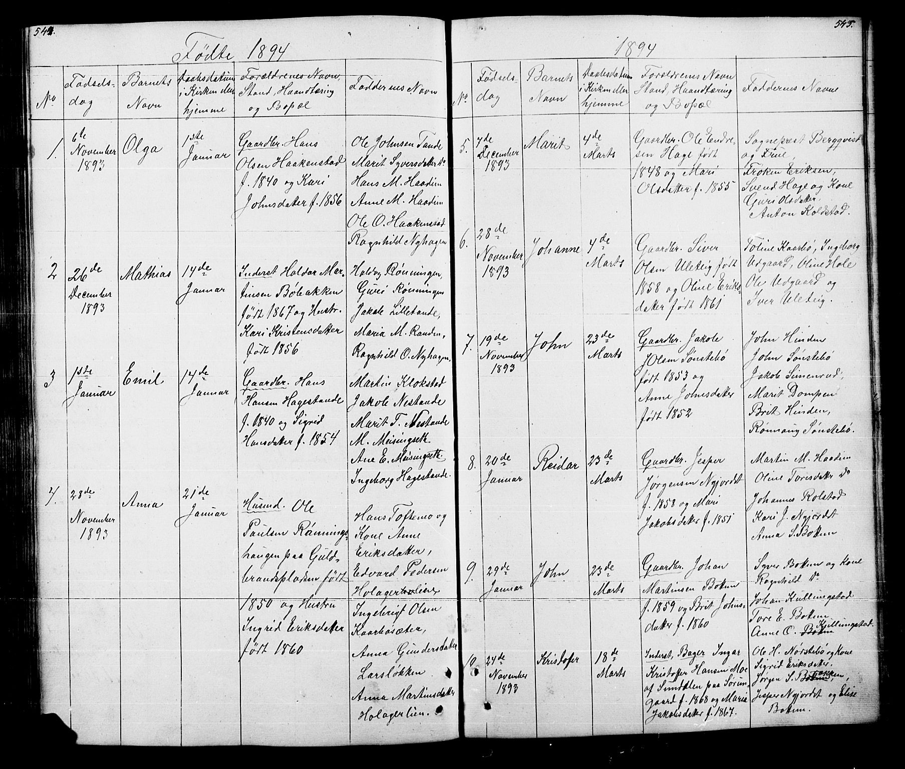 Lesja prestekontor, SAH/PREST-068/H/Ha/Hab/L0005: Parish register (copy) no. 5, 1850-1894, p. 544-545