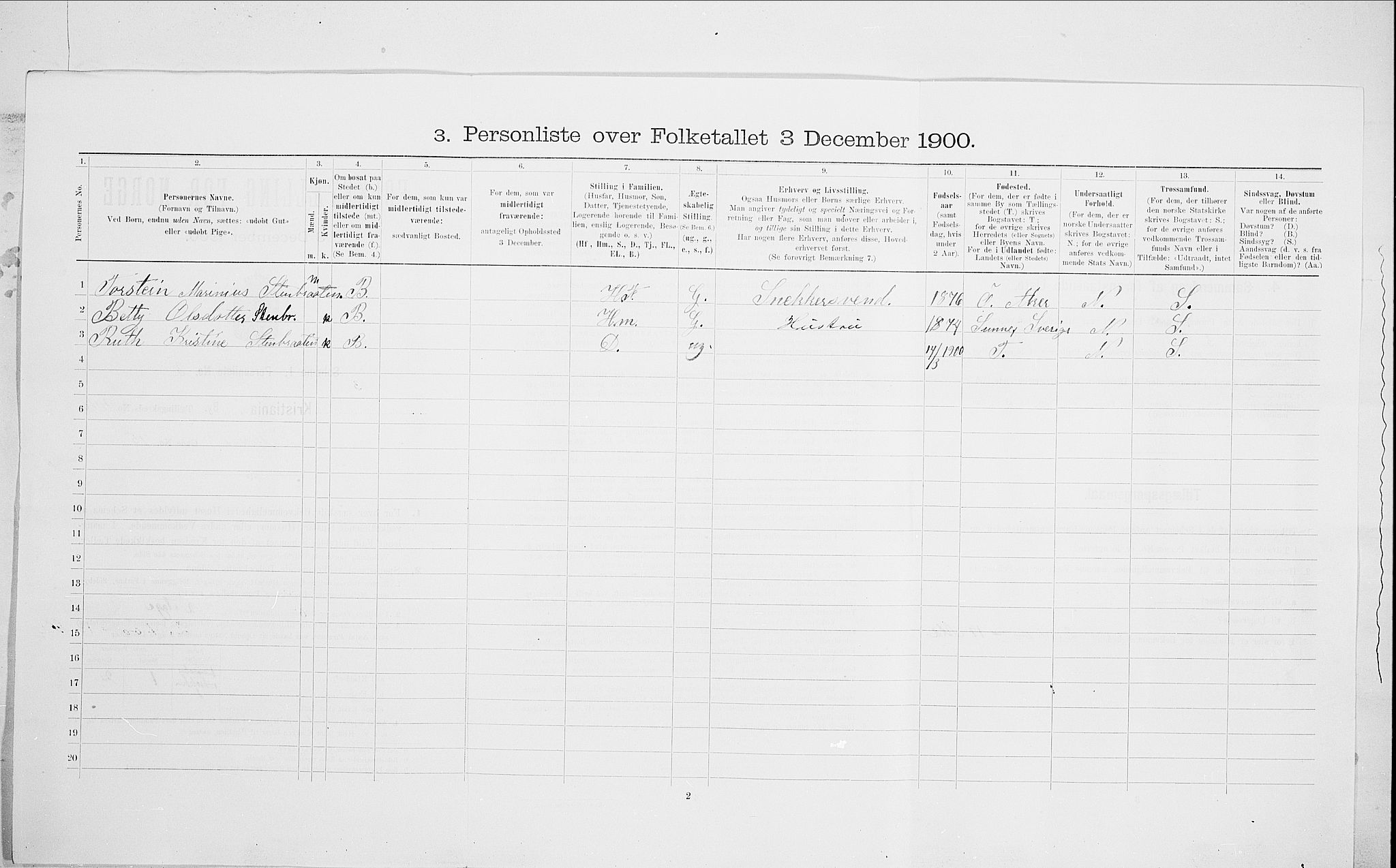 SAO, 1900 census for Kristiania, 1900, p. 74357