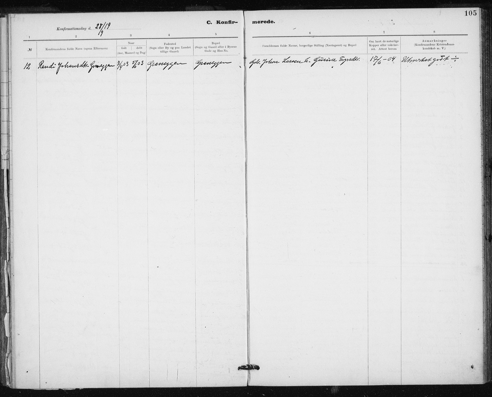 Ministerialprotokoller, klokkerbøker og fødselsregistre - Sør-Trøndelag, AV/SAT-A-1456/612/L0381: Parish register (official) no. 612A13, 1907-1923, p. 105