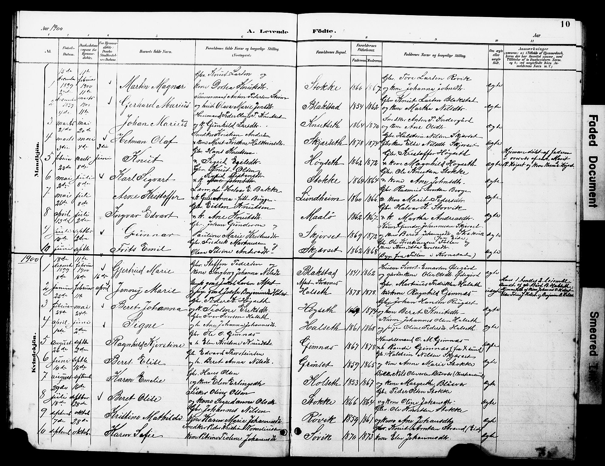 Ministerialprotokoller, klokkerbøker og fødselsregistre - Møre og Romsdal, AV/SAT-A-1454/585/L0973: Parish register (copy) no. 585C01, 1893-1930, p. 10