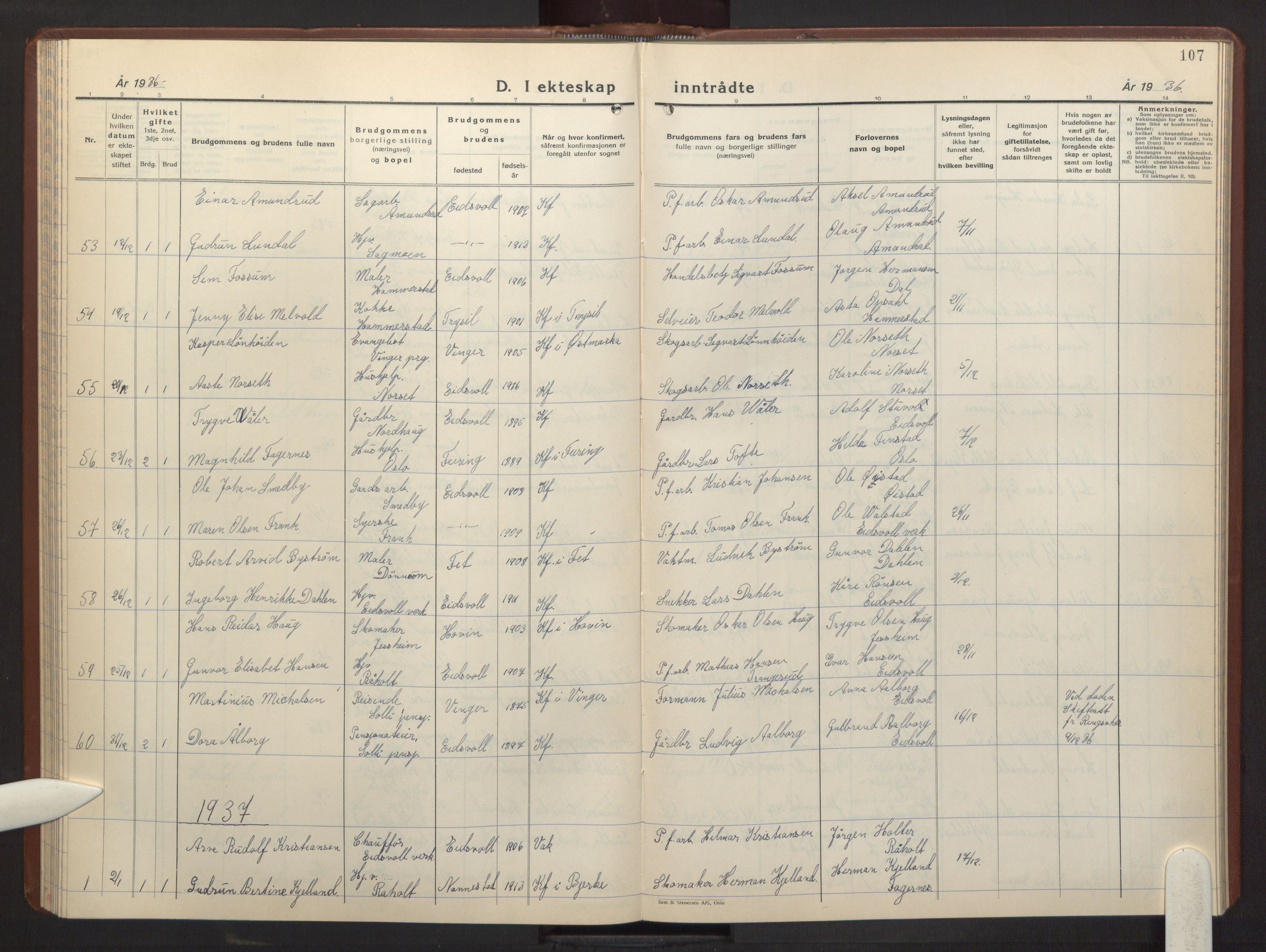 Eidsvoll prestekontor Kirkebøker, AV/SAO-A-10888/G/Ga/L0013: Parish register (copy) no. I 13, 1936-1953, p. 107