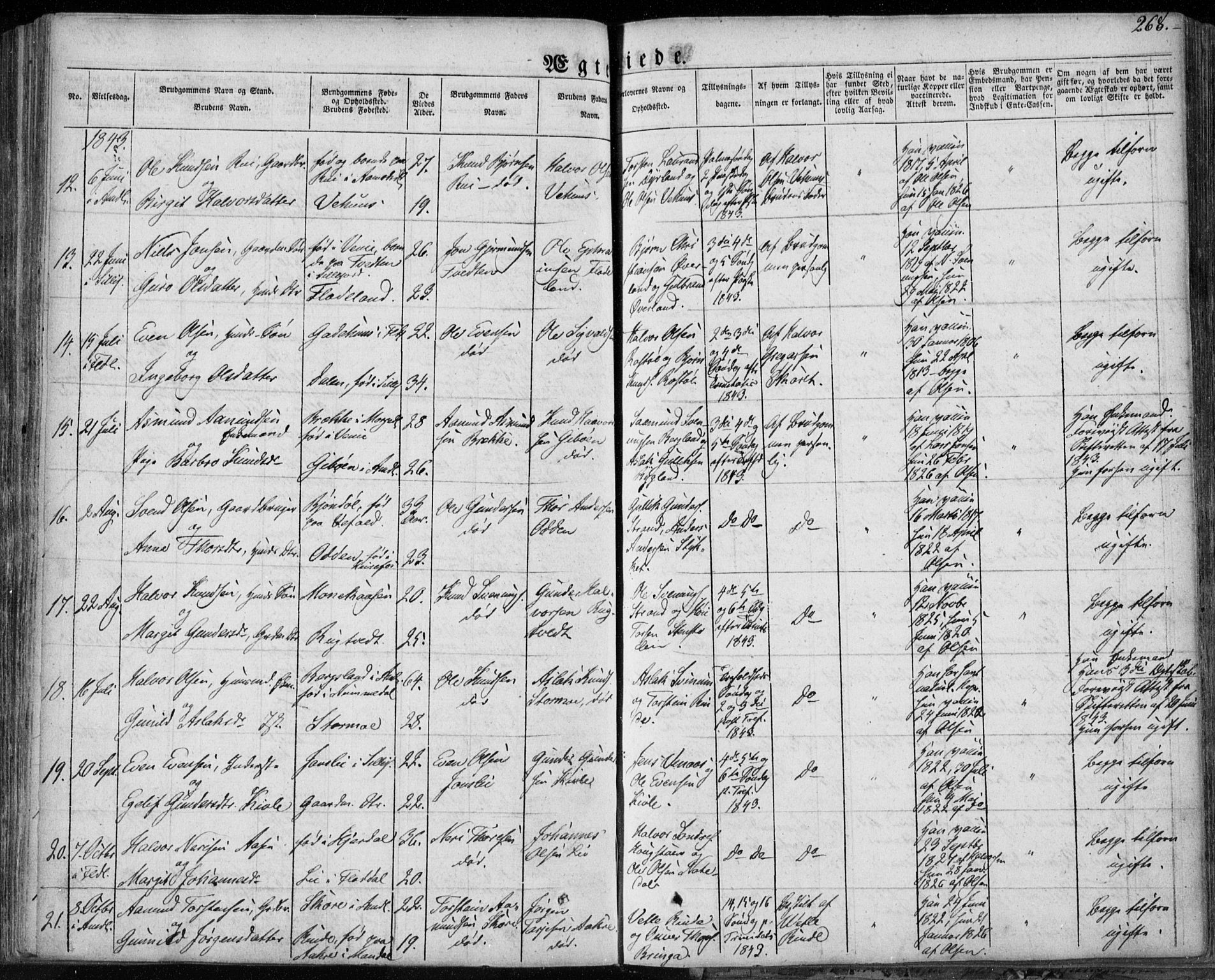 Seljord kirkebøker, AV/SAKO-A-20/F/Fa/L0011: Parish register (official) no. I 11, 1831-1849, p. 268