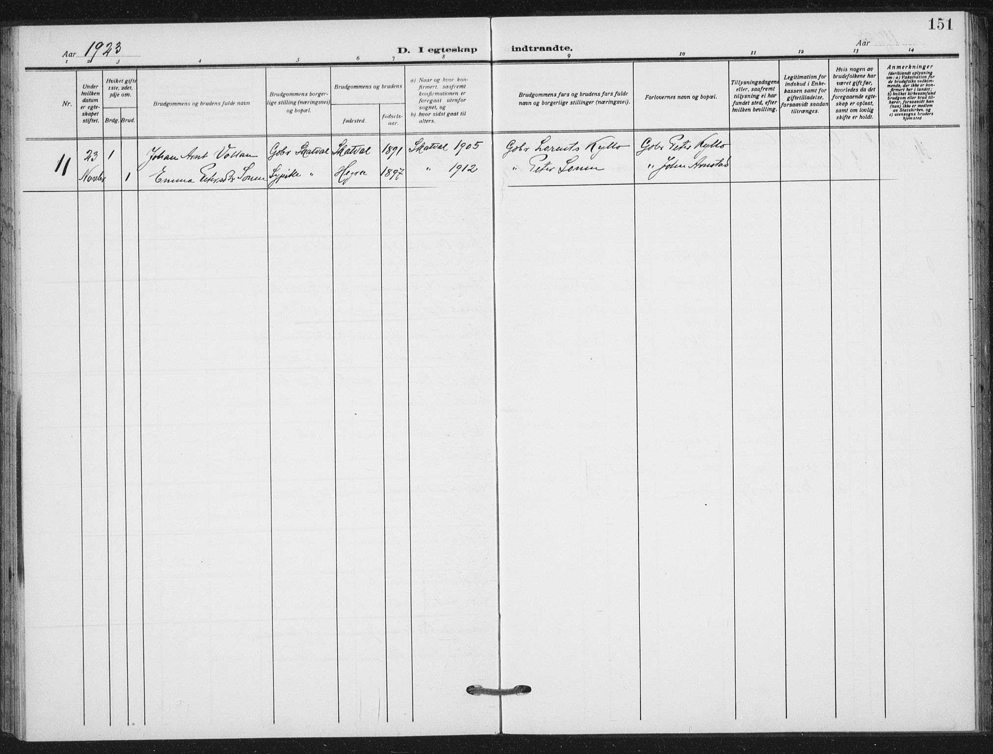 Ministerialprotokoller, klokkerbøker og fødselsregistre - Nord-Trøndelag, SAT/A-1458/712/L0102: Parish register (official) no. 712A03, 1916-1929, p. 151