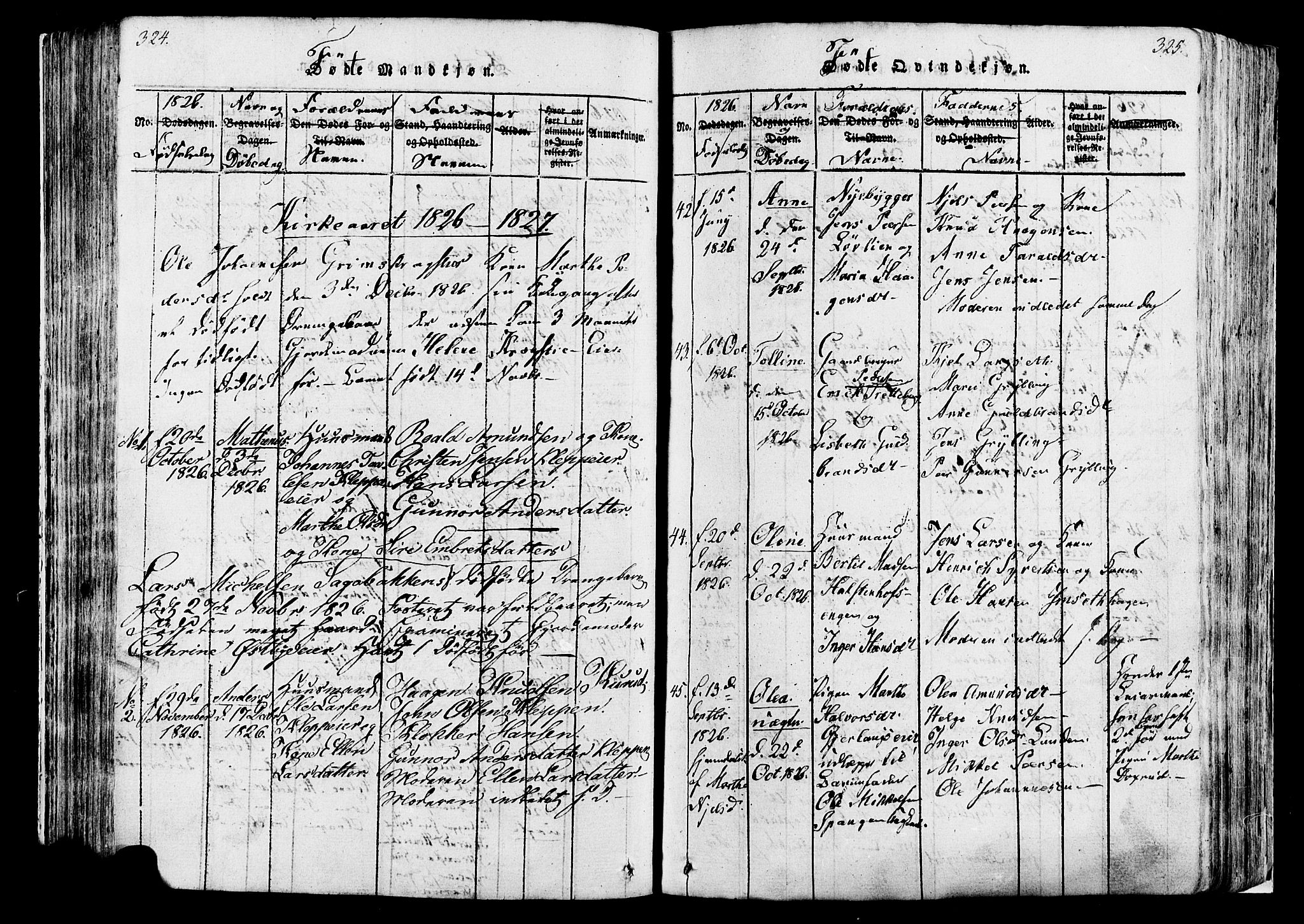 Løten prestekontor, AV/SAH-PREST-022/K/Ka/L0005: Parish register (official) no. 5, 1814-1832, p. 324-325