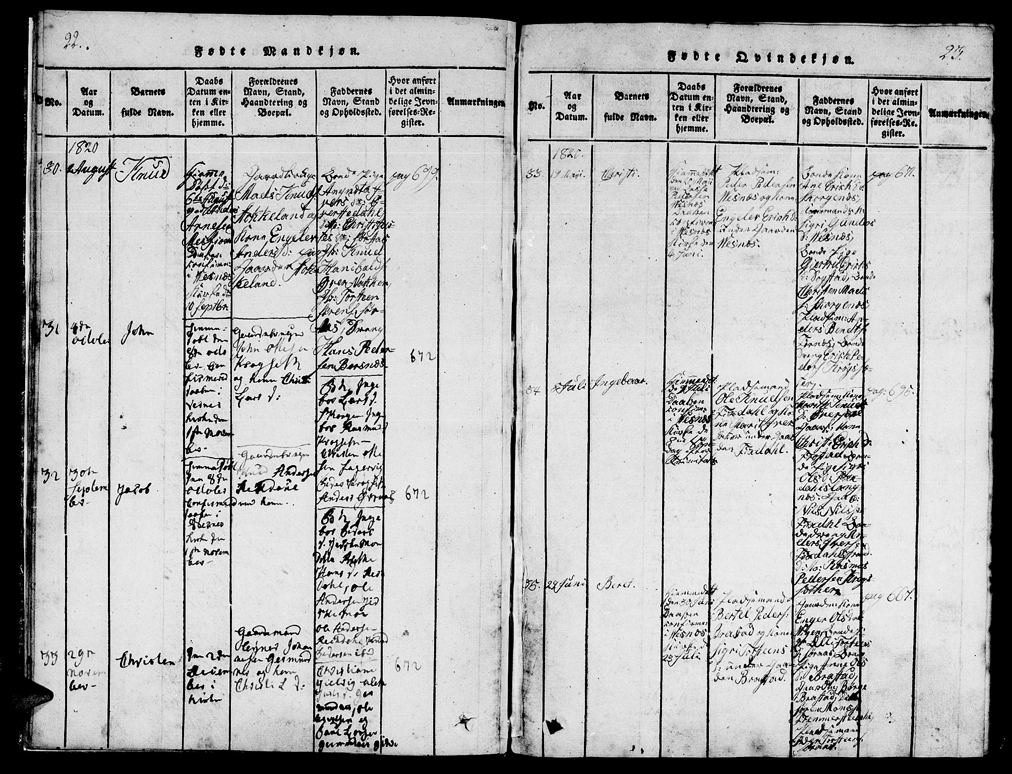 Ministerialprotokoller, klokkerbøker og fødselsregistre - Møre og Romsdal, AV/SAT-A-1454/539/L0528: Parish register (official) no. 539A01, 1818-1847, p. 22-23