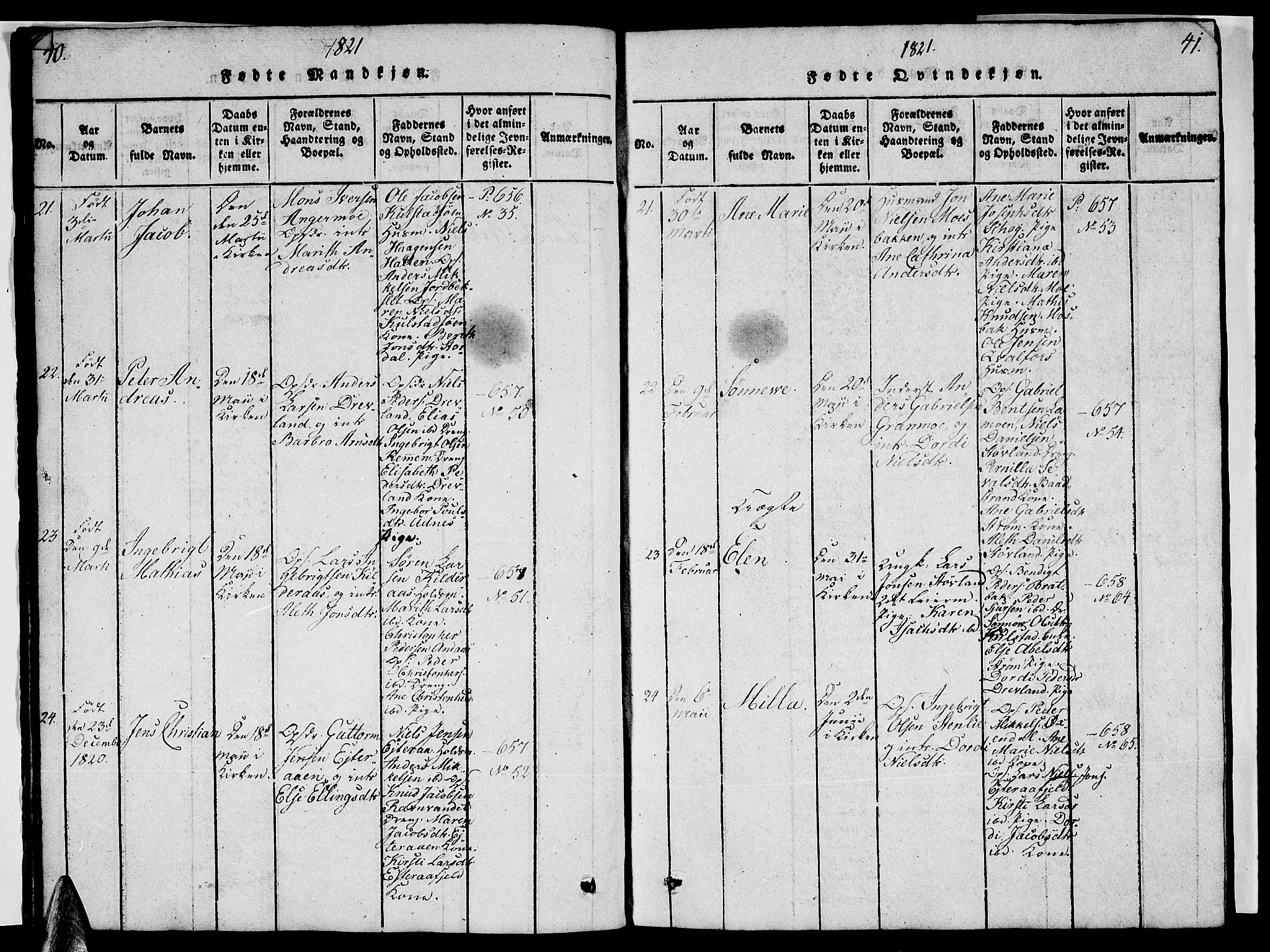 Ministerialprotokoller, klokkerbøker og fødselsregistre - Nordland, AV/SAT-A-1459/820/L0299: Parish register (copy) no. 820C01, 1820-1825, p. 40-41