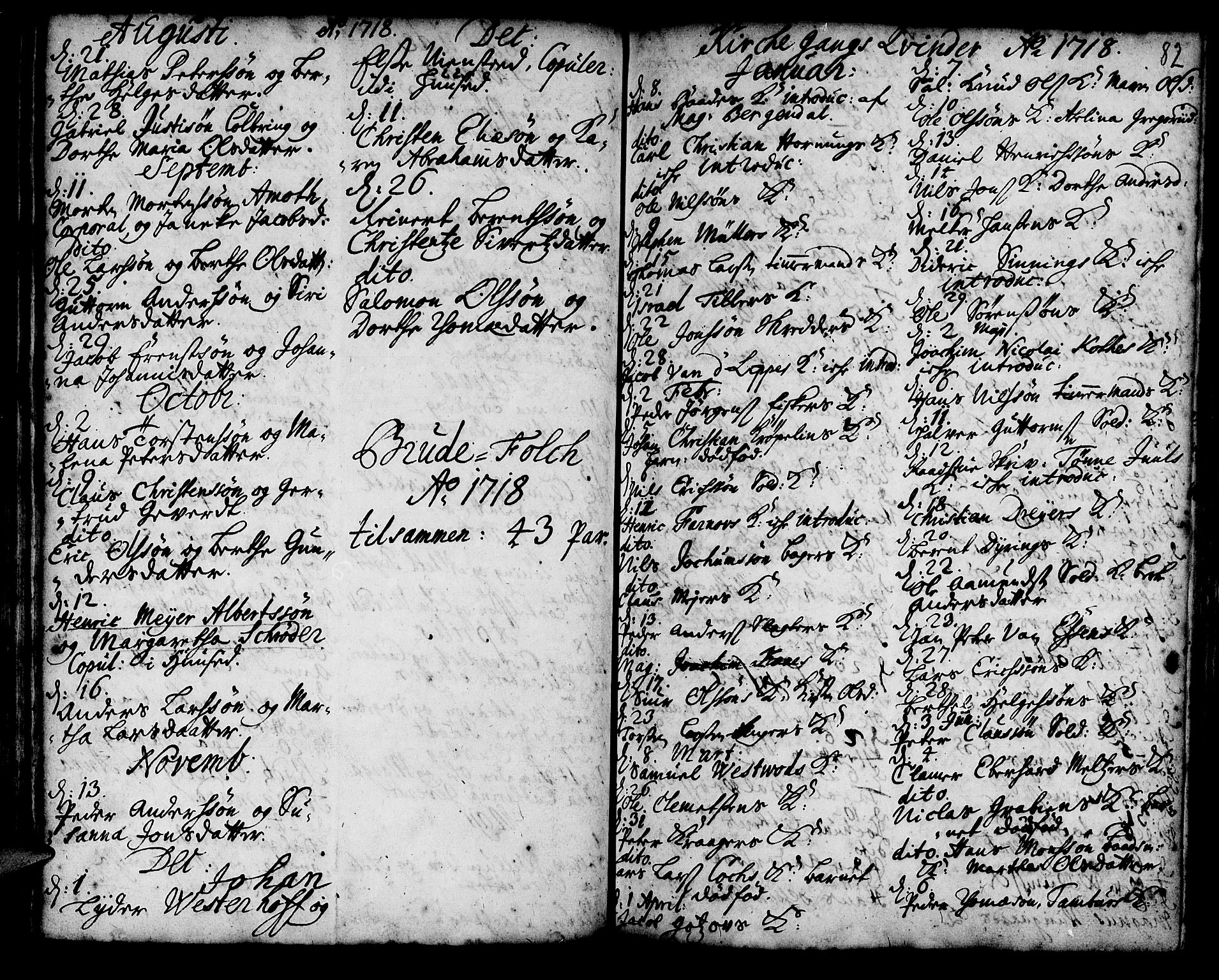 Korskirken sokneprestembete, SAB/A-76101/H/Haa/L0008: Parish register (official) no. A 8, 1698-1747, p. 82