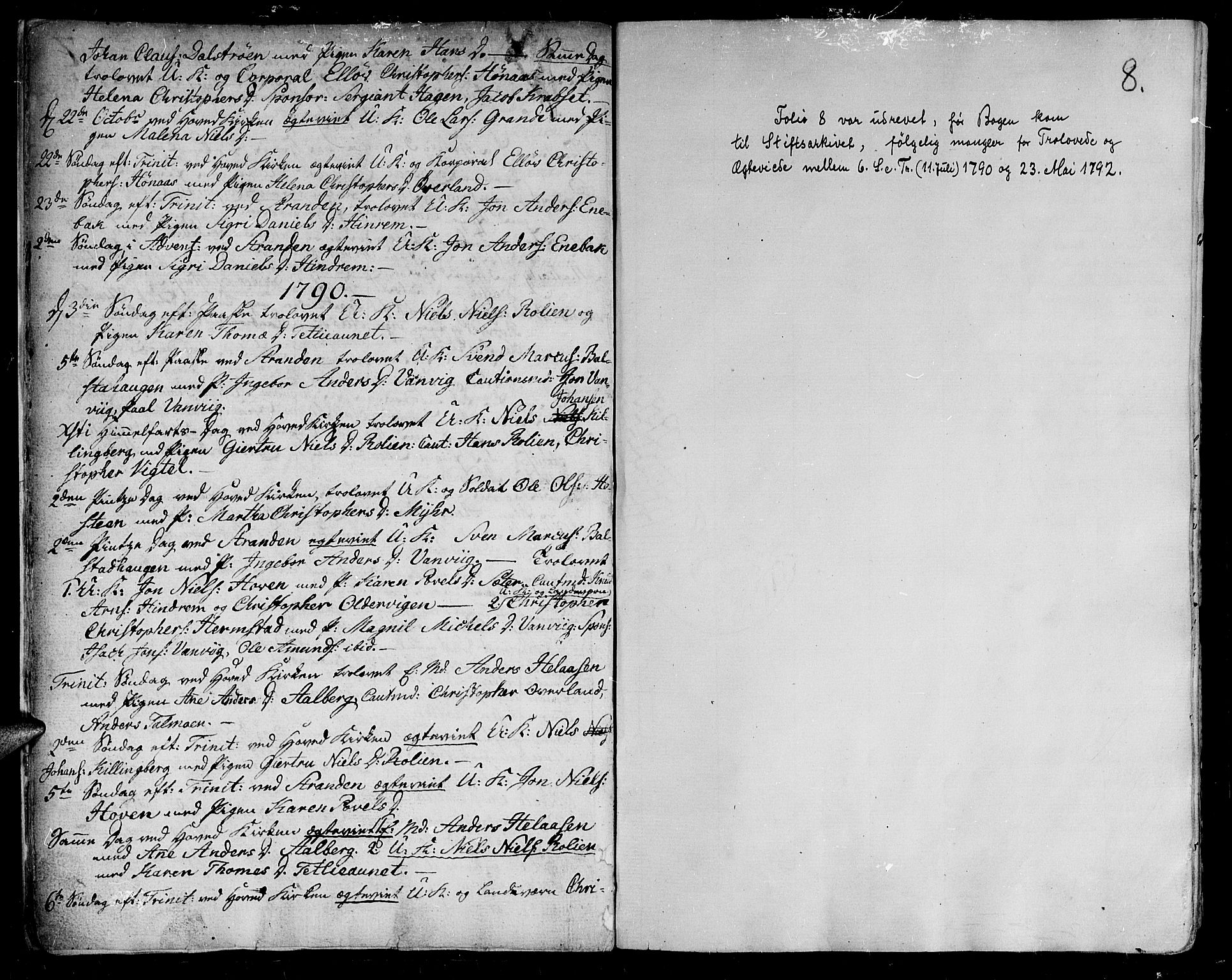 Ministerialprotokoller, klokkerbøker og fødselsregistre - Nord-Trøndelag, SAT/A-1458/701/L0004: Parish register (official) no. 701A04, 1783-1816, p. 8