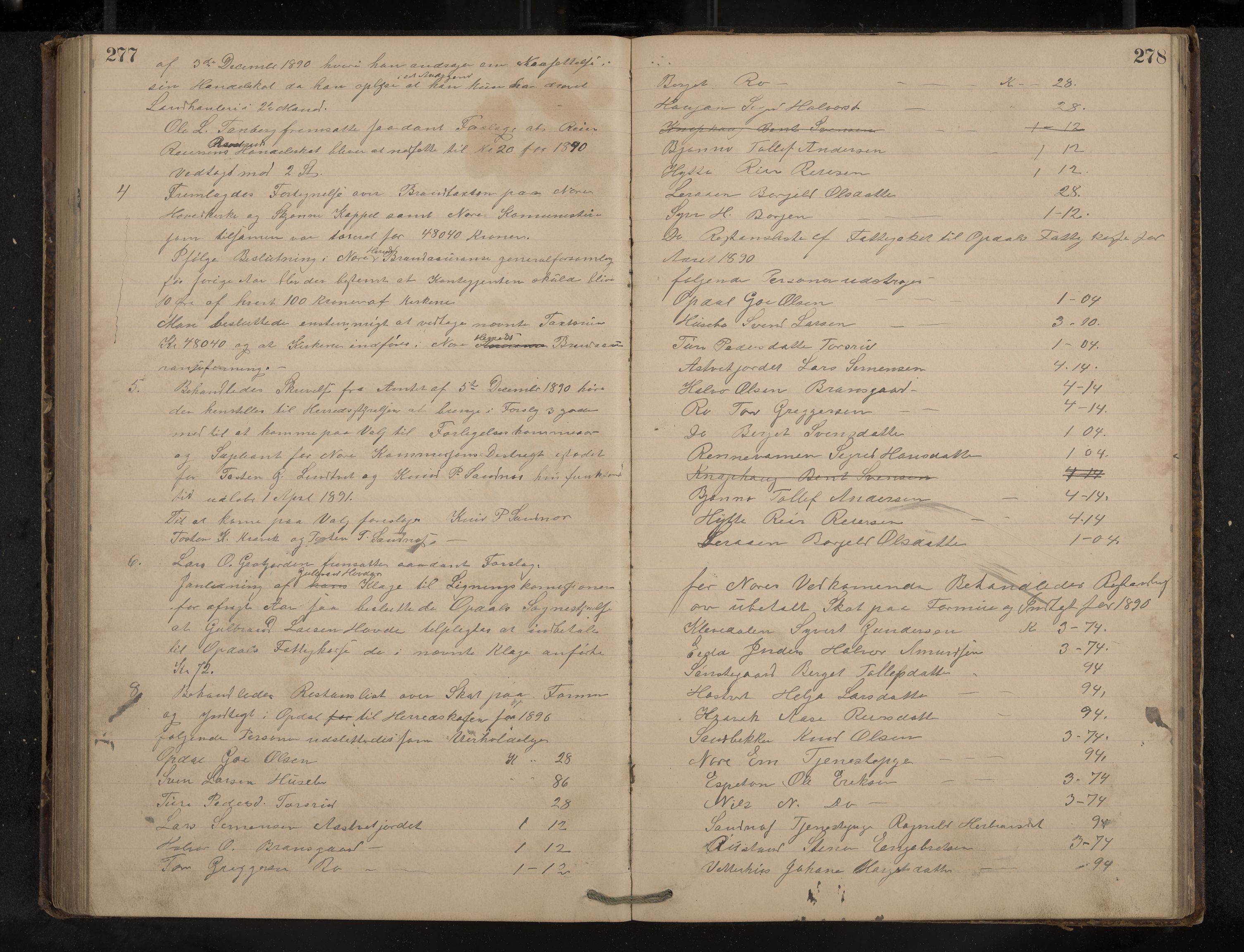 Nore og Uvdal formannskap, IKAK/0633021-1/A/L0002: Møtebok, 1883-1893, p. 277-278