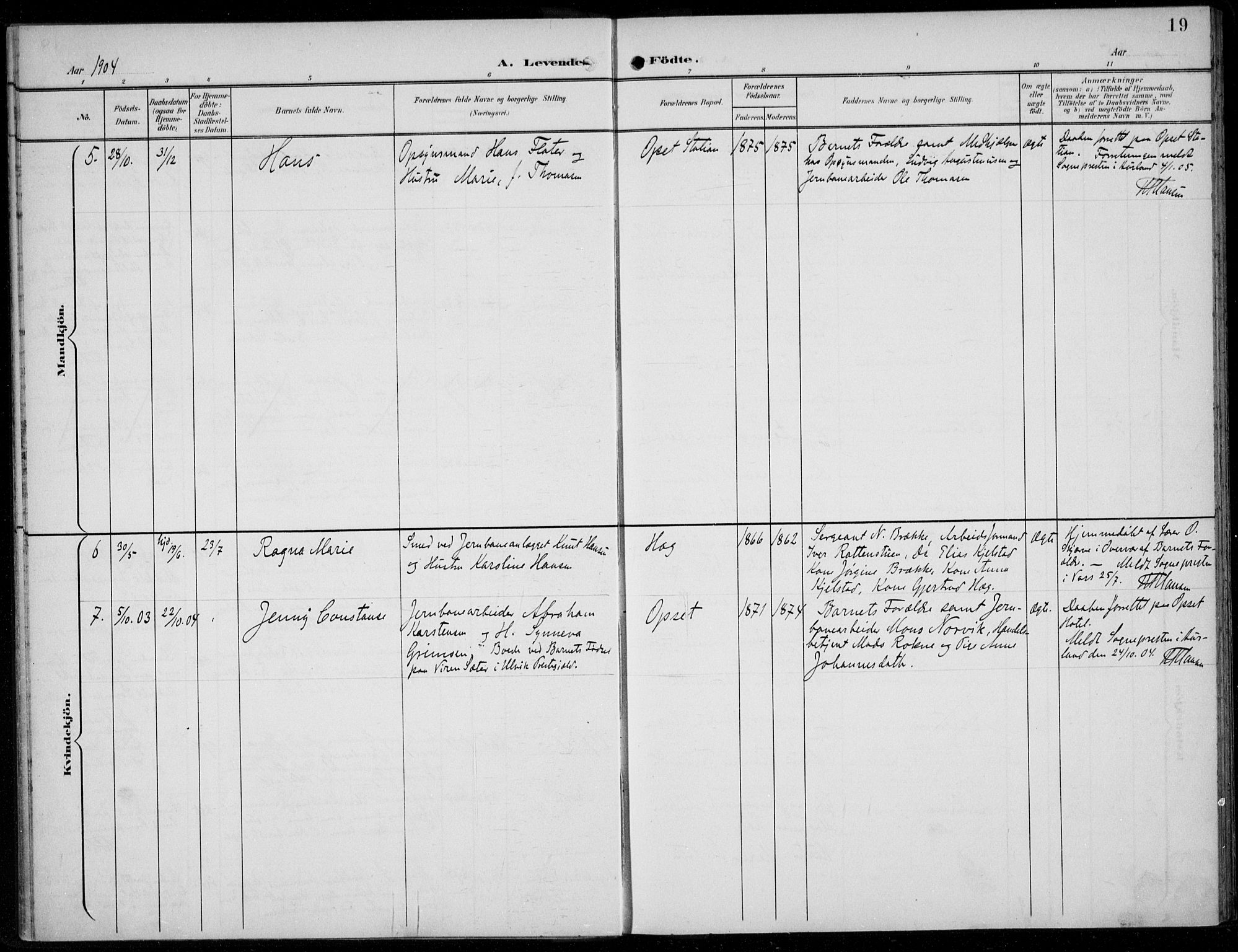 Parish register (official) no. A  1, 1900-1939, p. 19