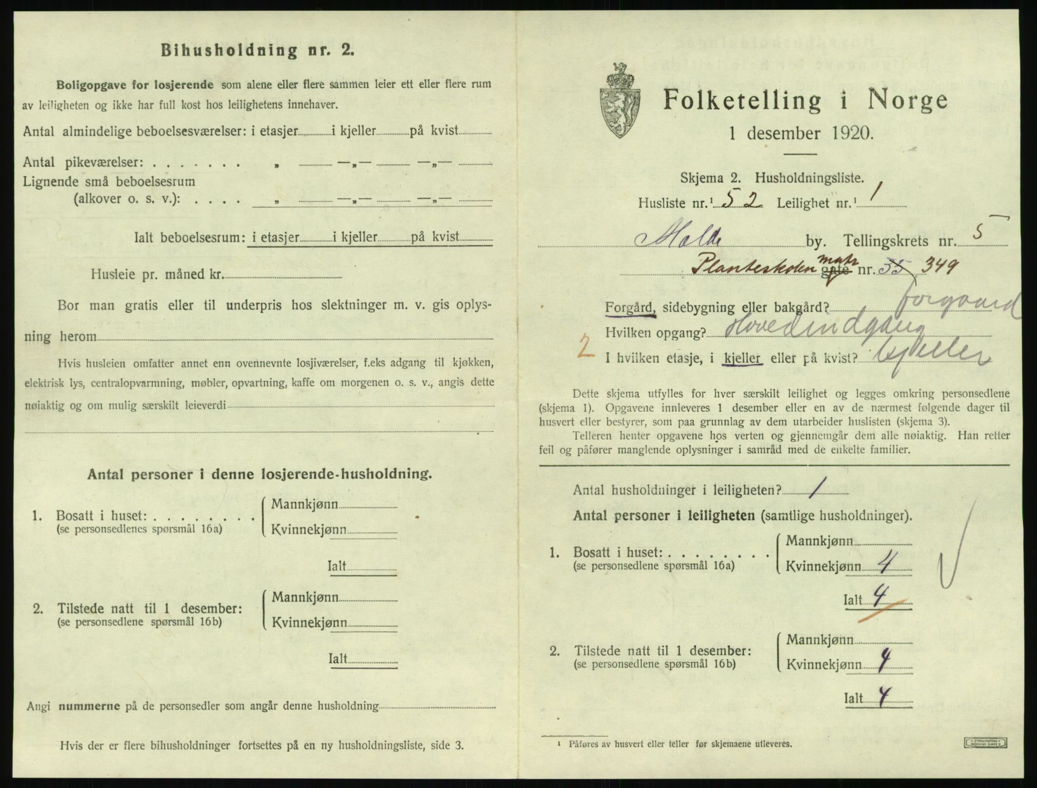 SAT, 1920 census for Molde, 1920, p. 1957