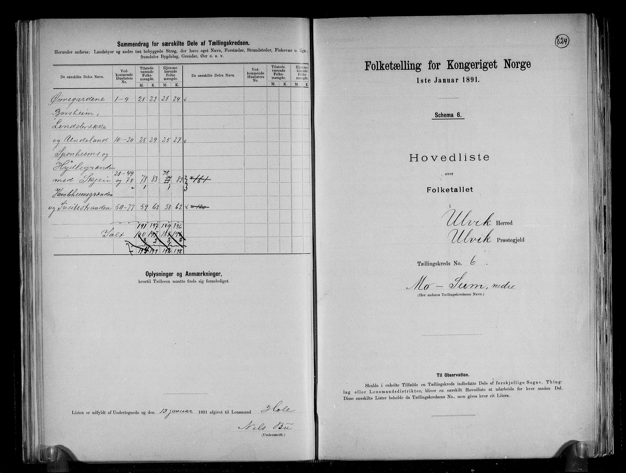 RA, 1891 census for 1233 Ulvik, 1891, p. 19