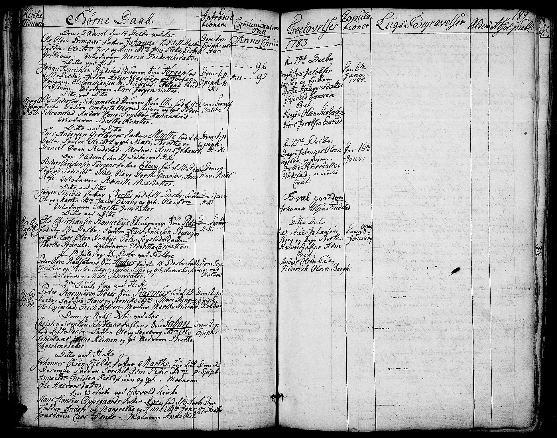 Toten prestekontor, SAH/PREST-102/H/Ha/Haa/L0006: Parish register (official) no. 6, 1773-1793, p. 189