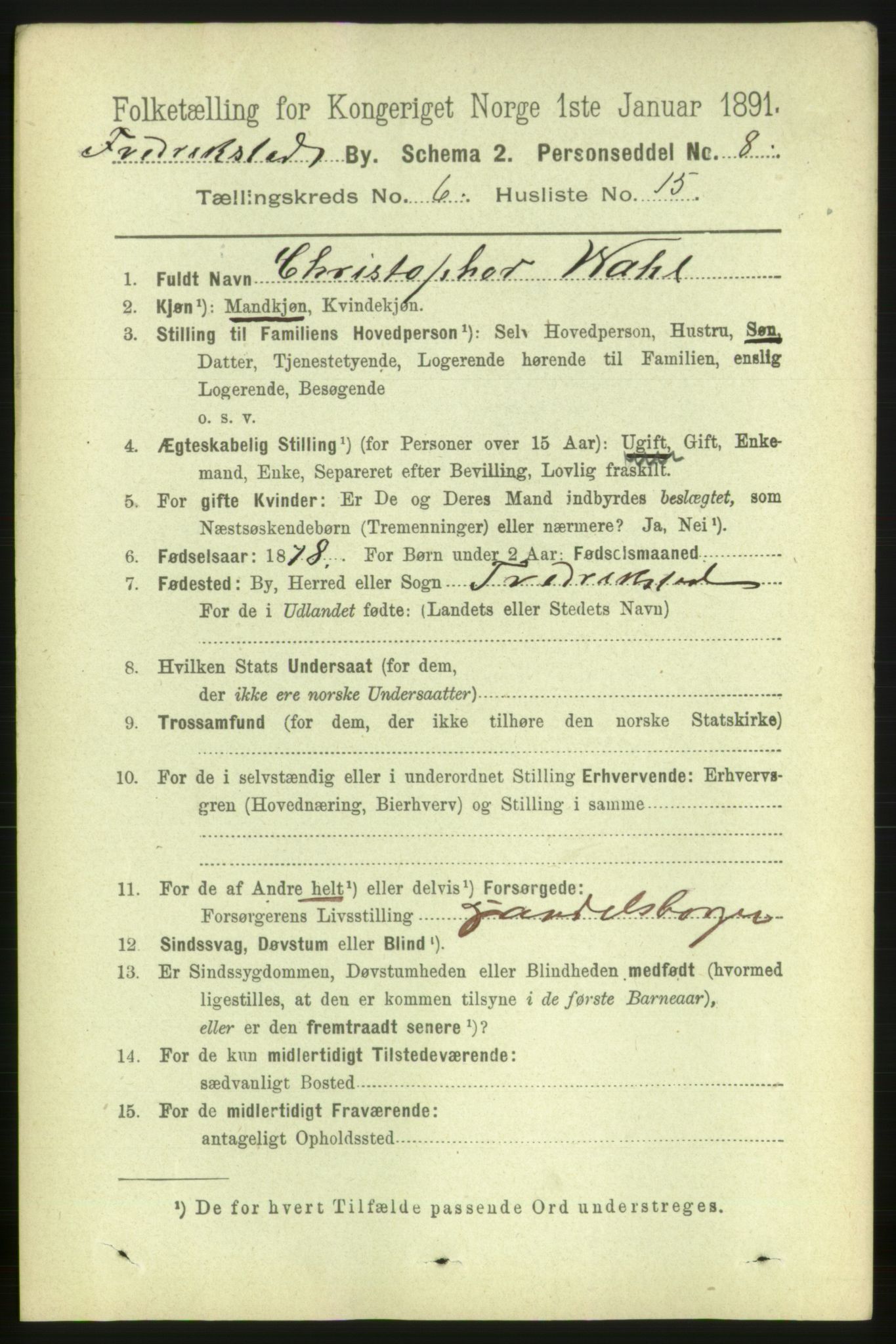 RA, 1891 census for 0103 Fredrikstad, 1891, p. 7790