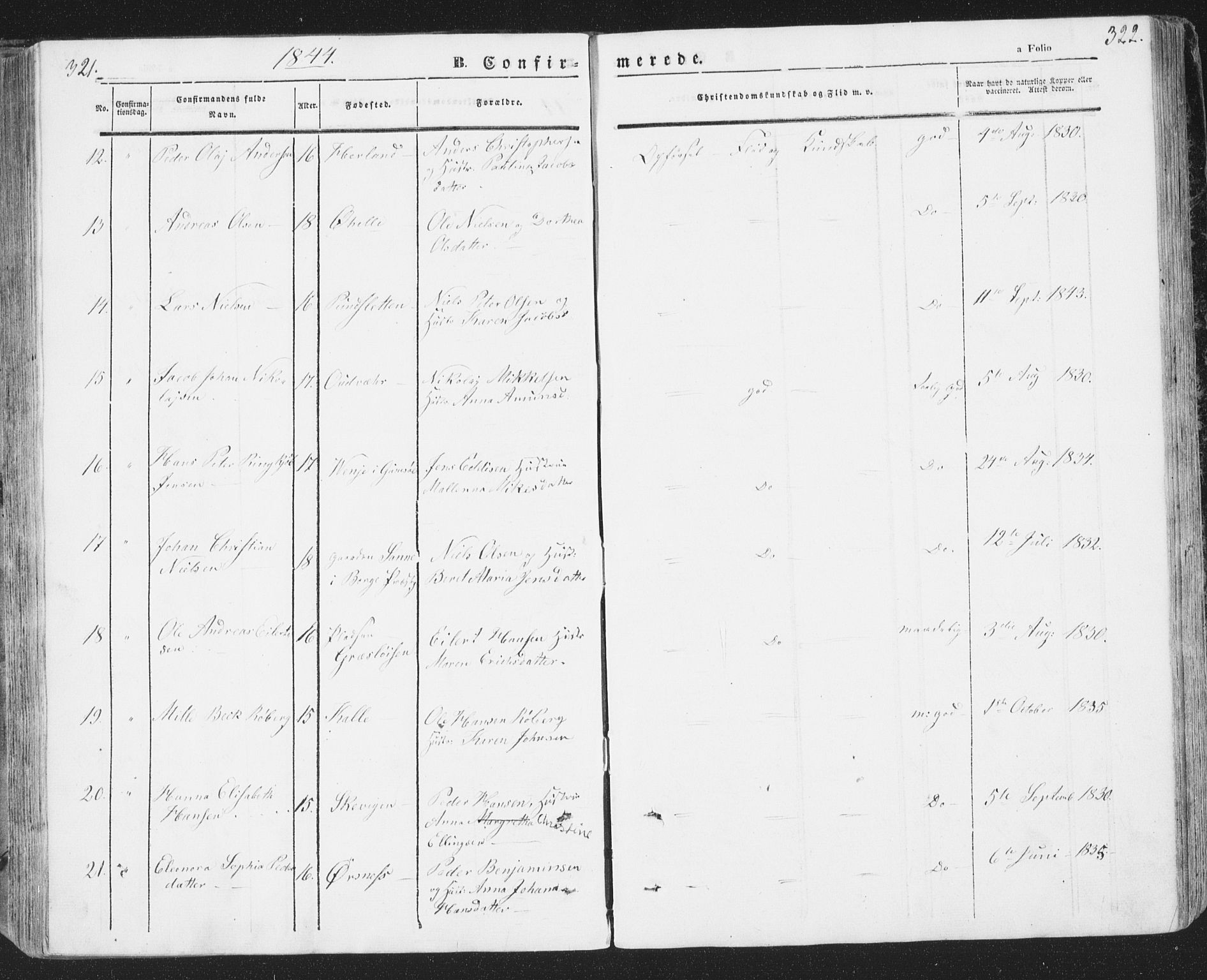 Ministerialprotokoller, klokkerbøker og fødselsregistre - Nordland, AV/SAT-A-1459/874/L1072: Parish register (copy) no. 874C01, 1843-1859, p. 321-322