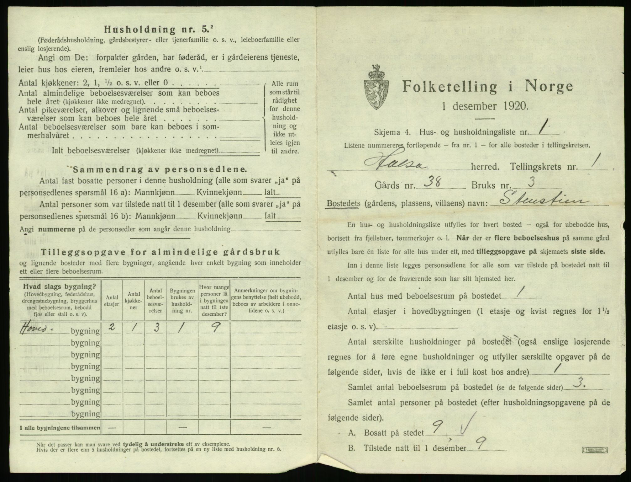 SAT, 1920 census for Halsa, 1920, p. 32