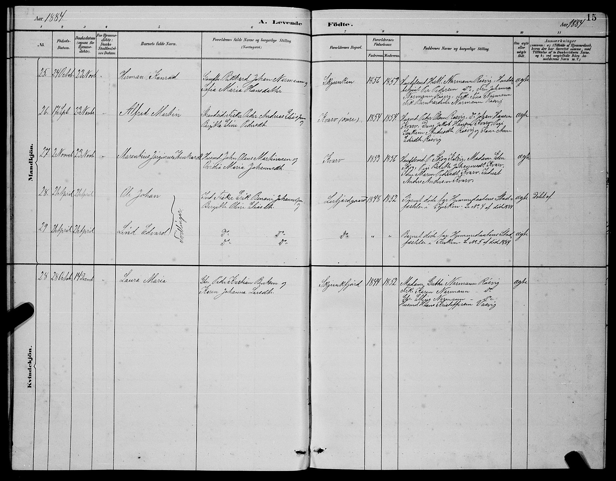 Ministerialprotokoller, klokkerbøker og fødselsregistre - Nordland, AV/SAT-A-1459/854/L0785: Parish register (copy) no. 854C01, 1883-1891, p. 15