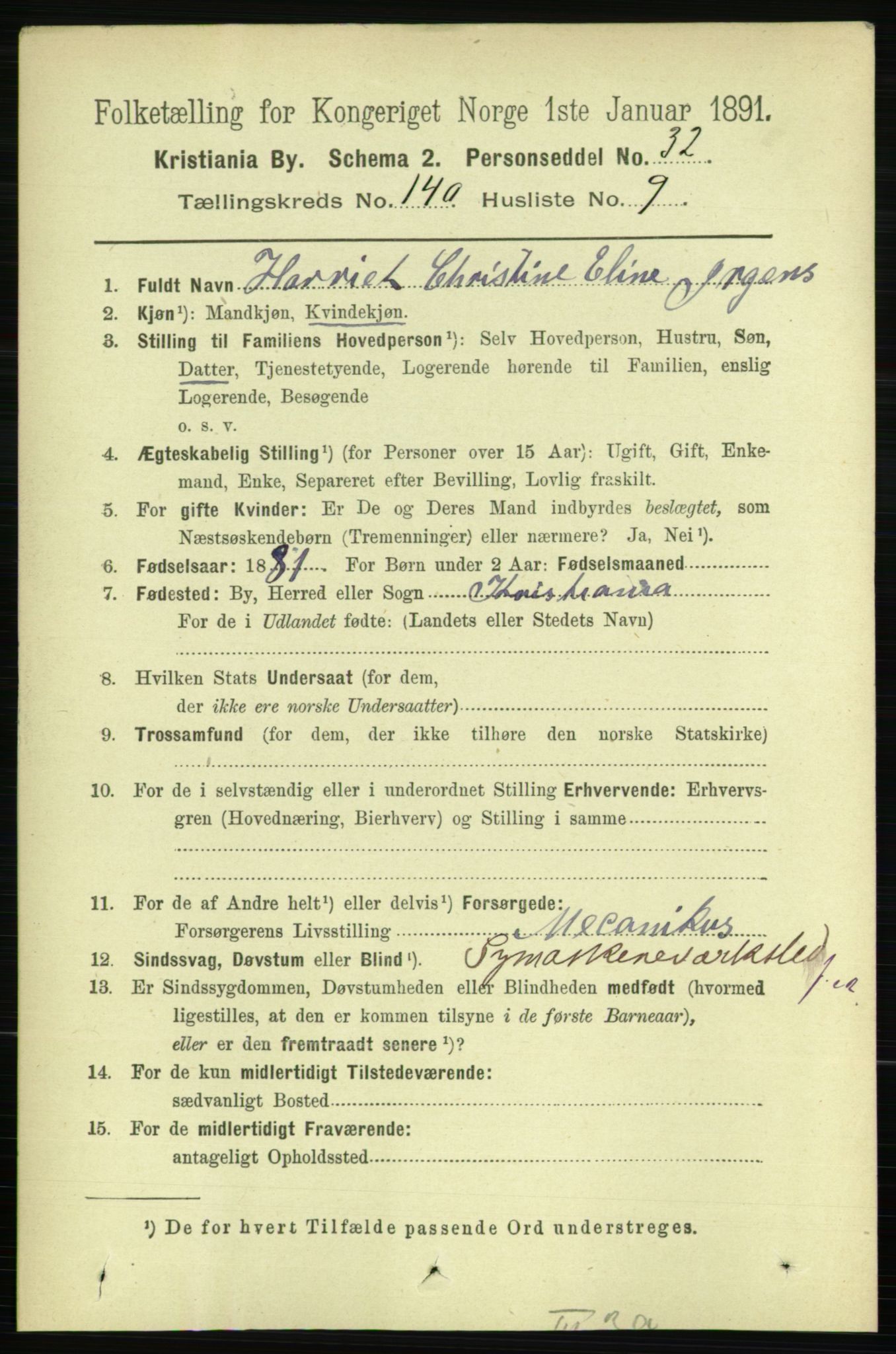 RA, 1891 census for 0301 Kristiania, 1891, p. 77929