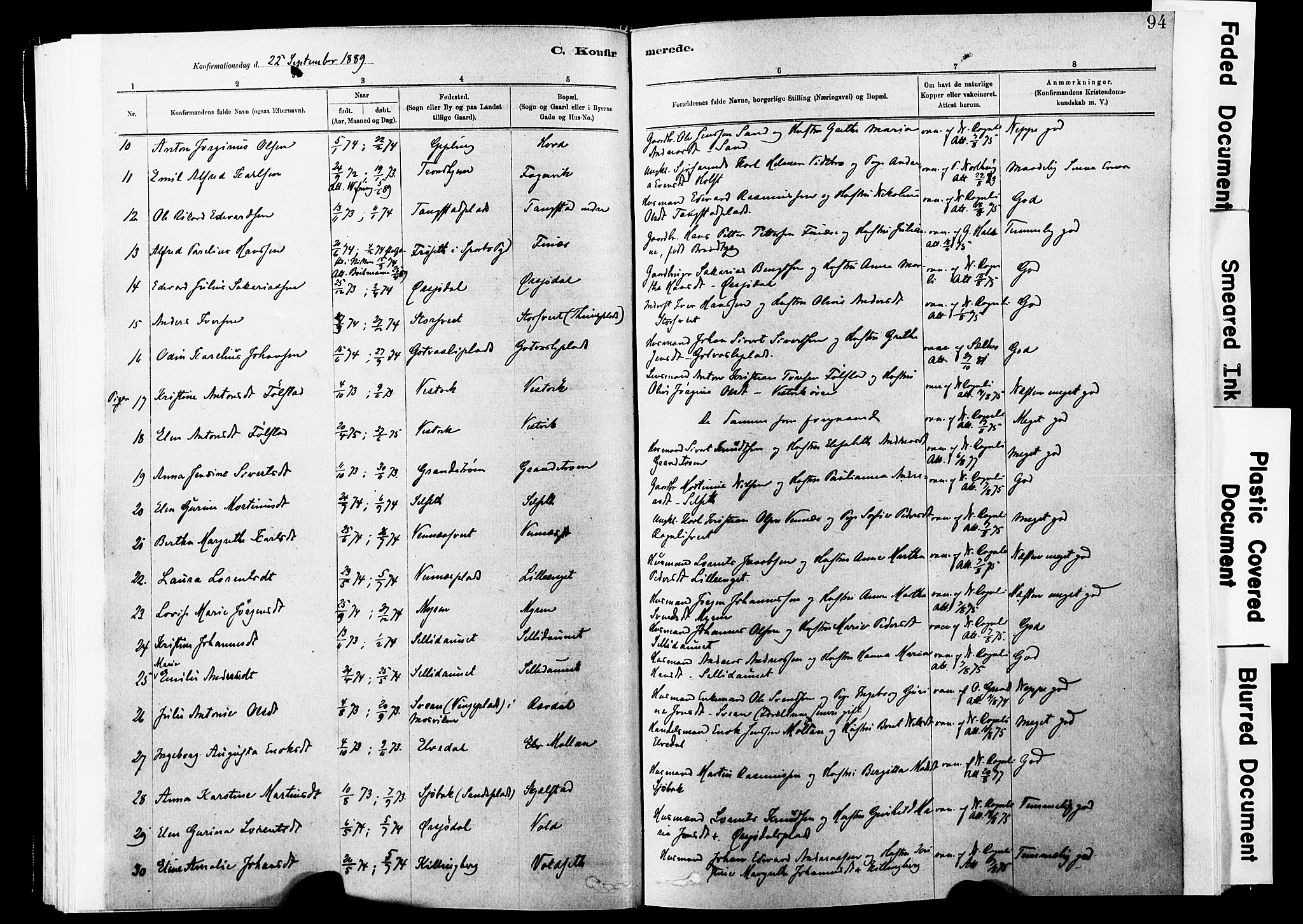 Ministerialprotokoller, klokkerbøker og fødselsregistre - Nord-Trøndelag, SAT/A-1458/744/L0420: Parish register (official) no. 744A04, 1882-1904, p. 94