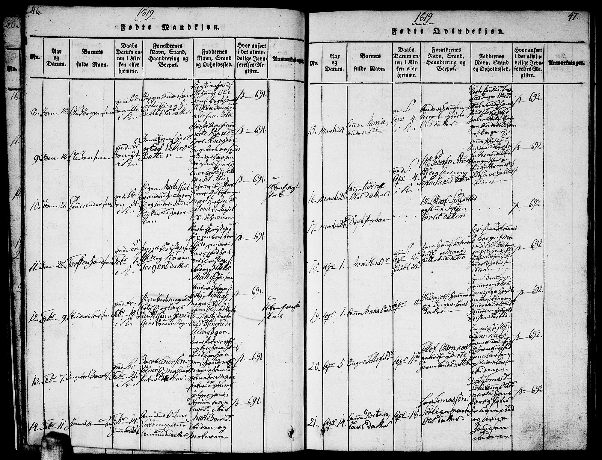 Sørum prestekontor Kirkebøker, AV/SAO-A-10303/G/Ga/L0001: Parish register (copy) no. I 1, 1814-1829, p. 46-47