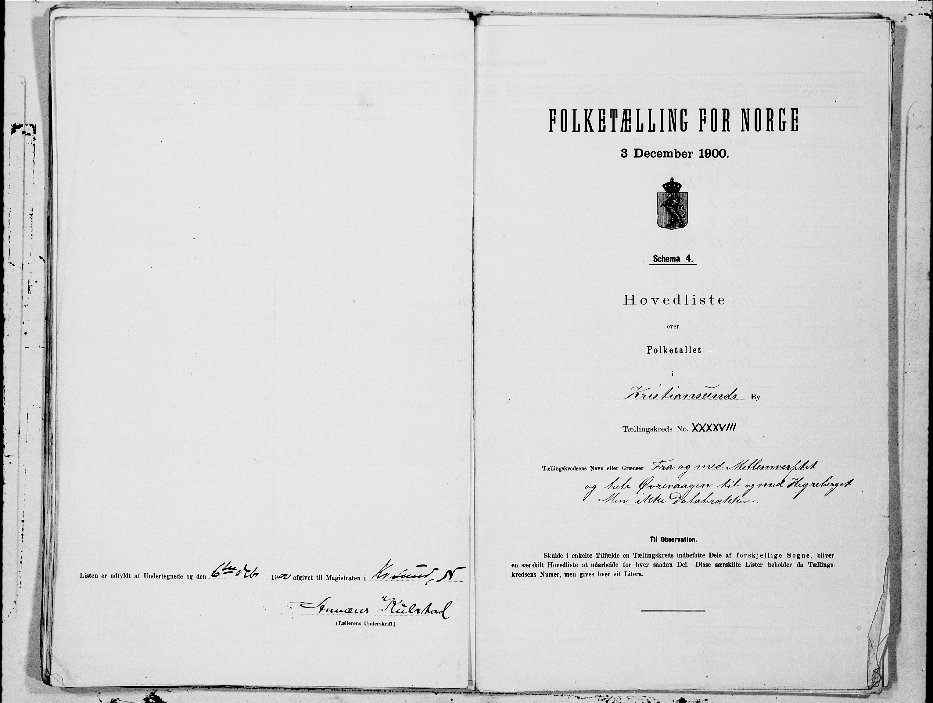 SAT, 1900 census for Kristiansund, 1900, p. 96