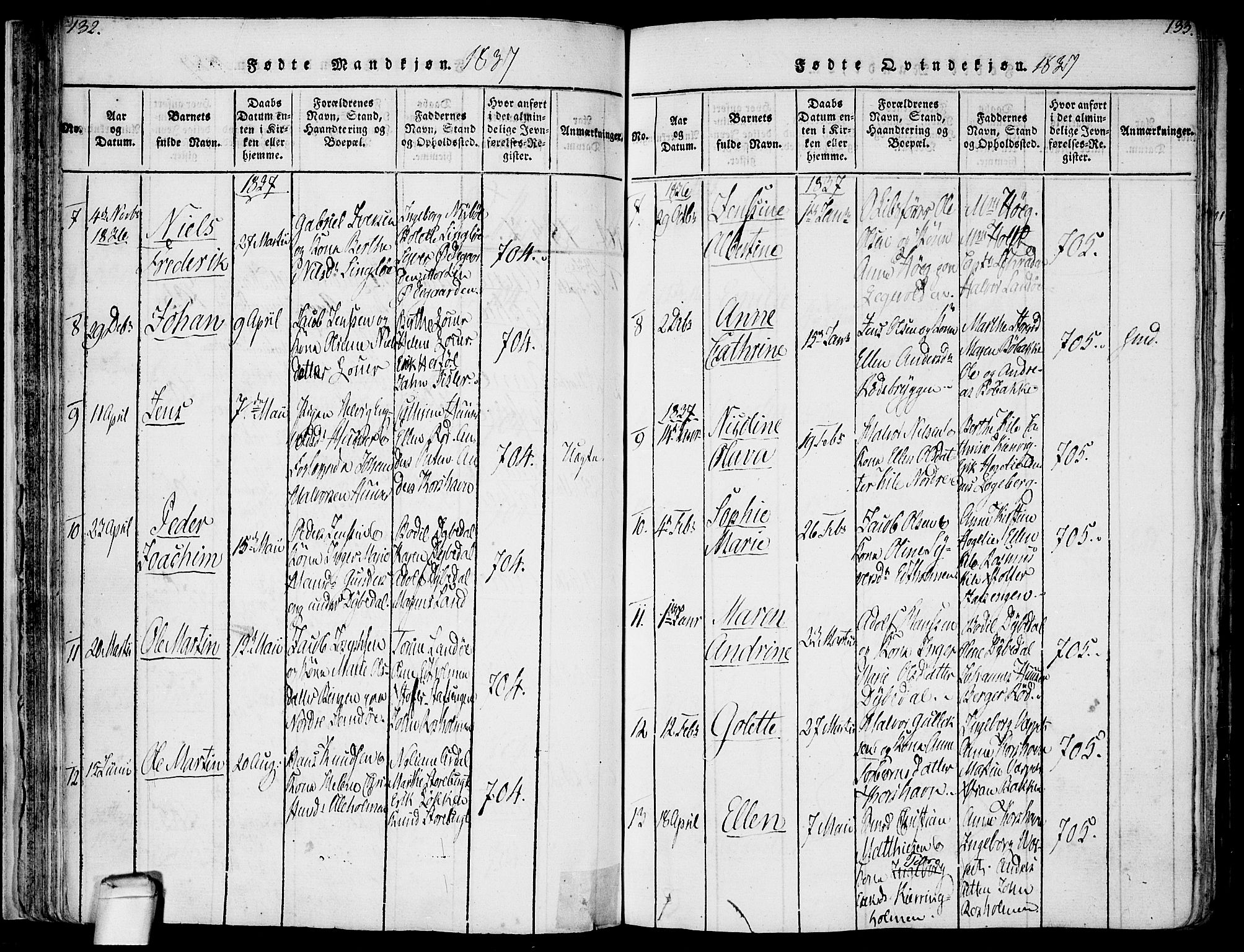 Hvaler prestekontor Kirkebøker, SAO/A-2001/F/Fa/L0005: Parish register (official) no. I 5, 1816-1845, p. 132-133