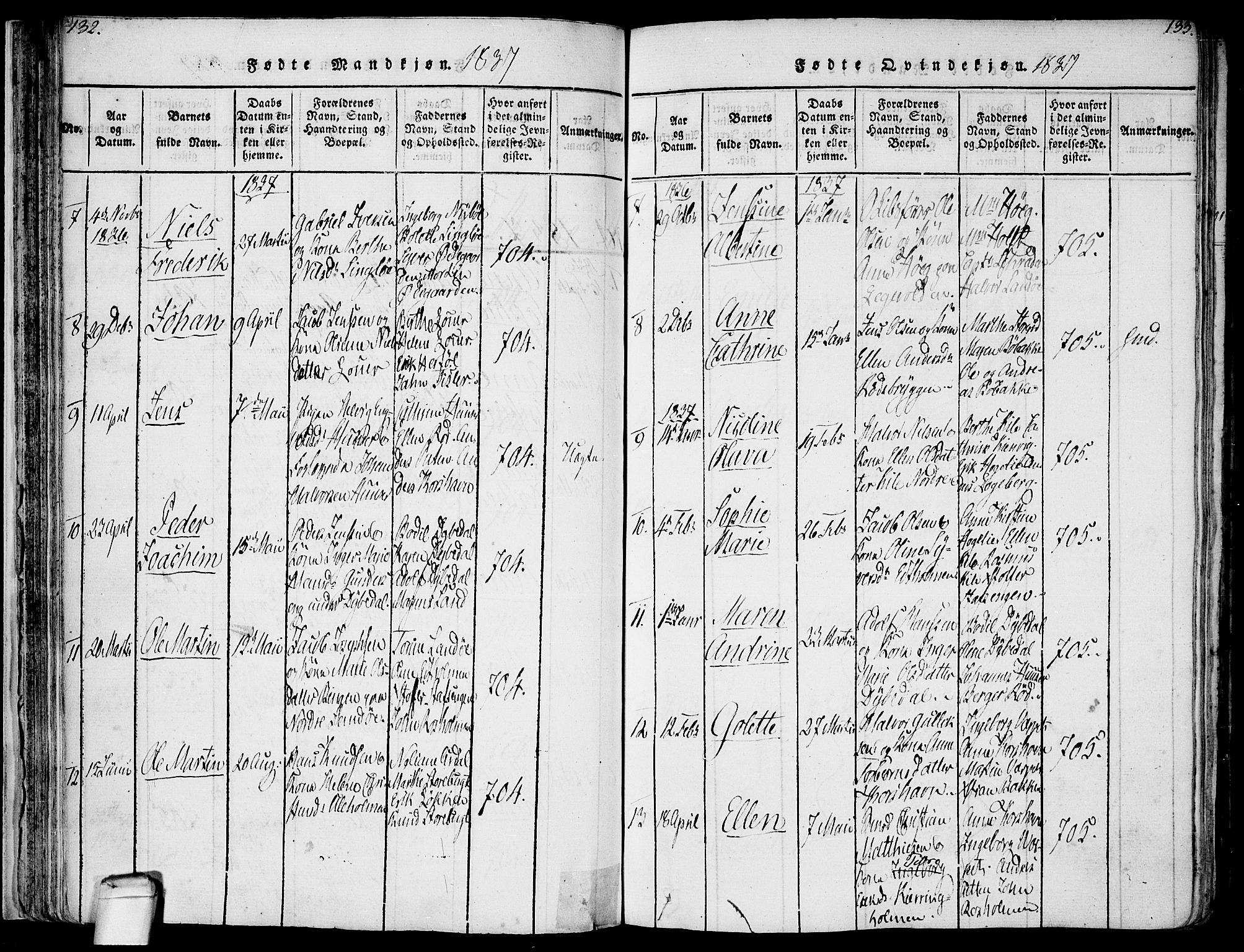 Hvaler prestekontor Kirkebøker, AV/SAO-A-2001/F/Fa/L0005: Parish register (official) no. I 5, 1816-1845, p. 132-133