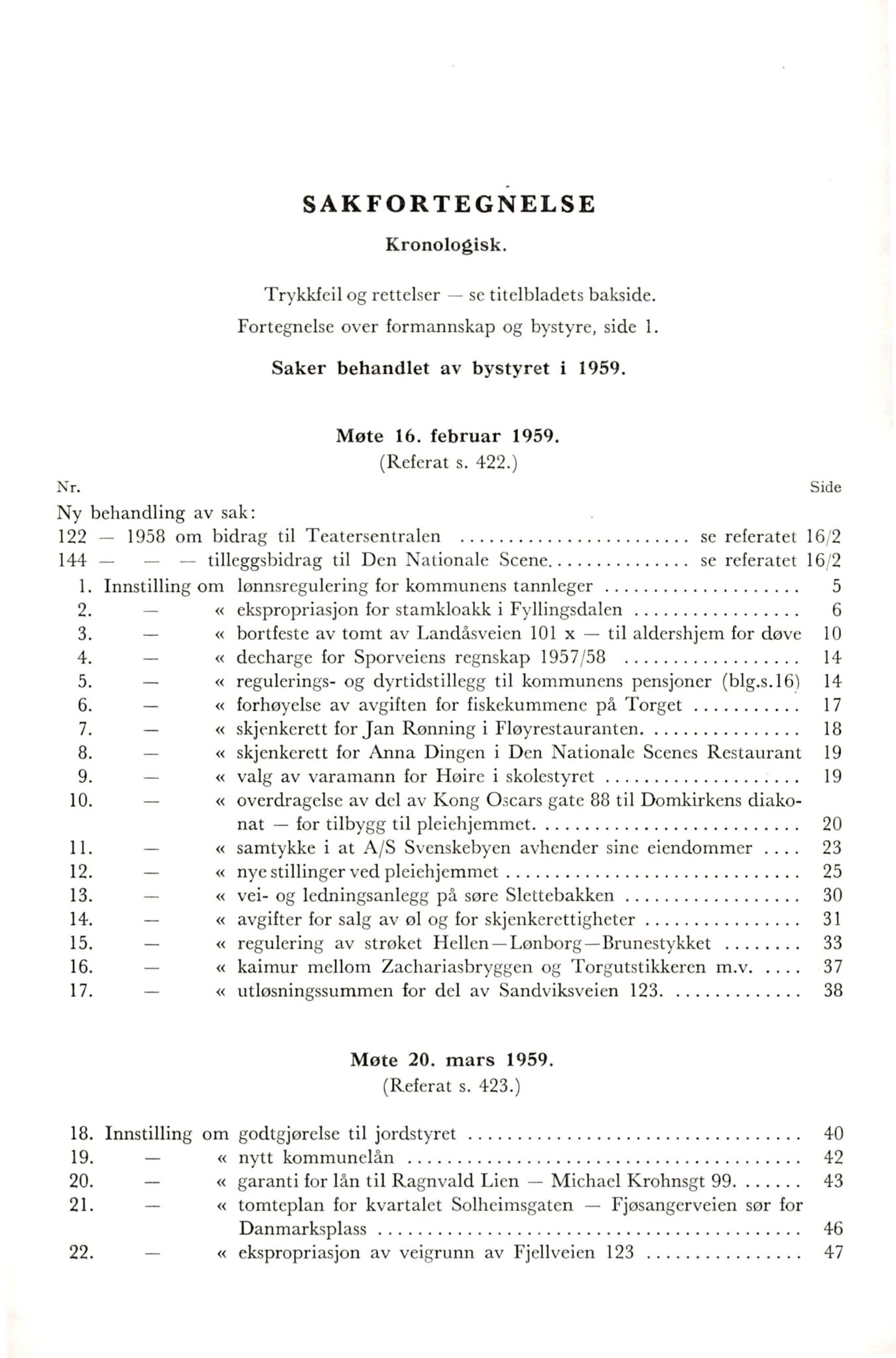 Bergen kommune. Formannskapet, BBA/A-0003/Ad/L0178: Bergens Kommuneforhandlinger, bind I, 1959