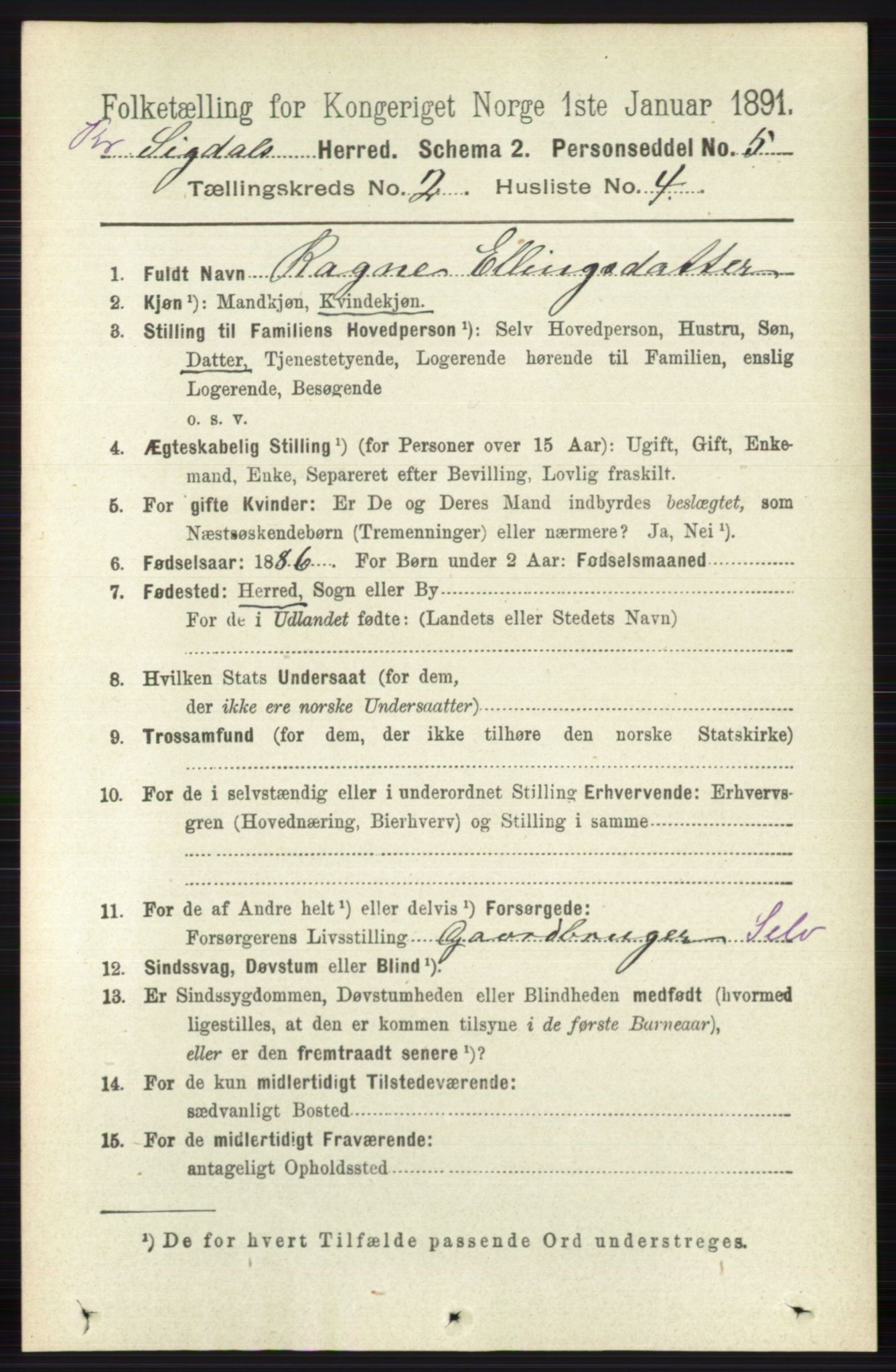 RA, 1891 census for 0621 Sigdal, 1891, p. 5340