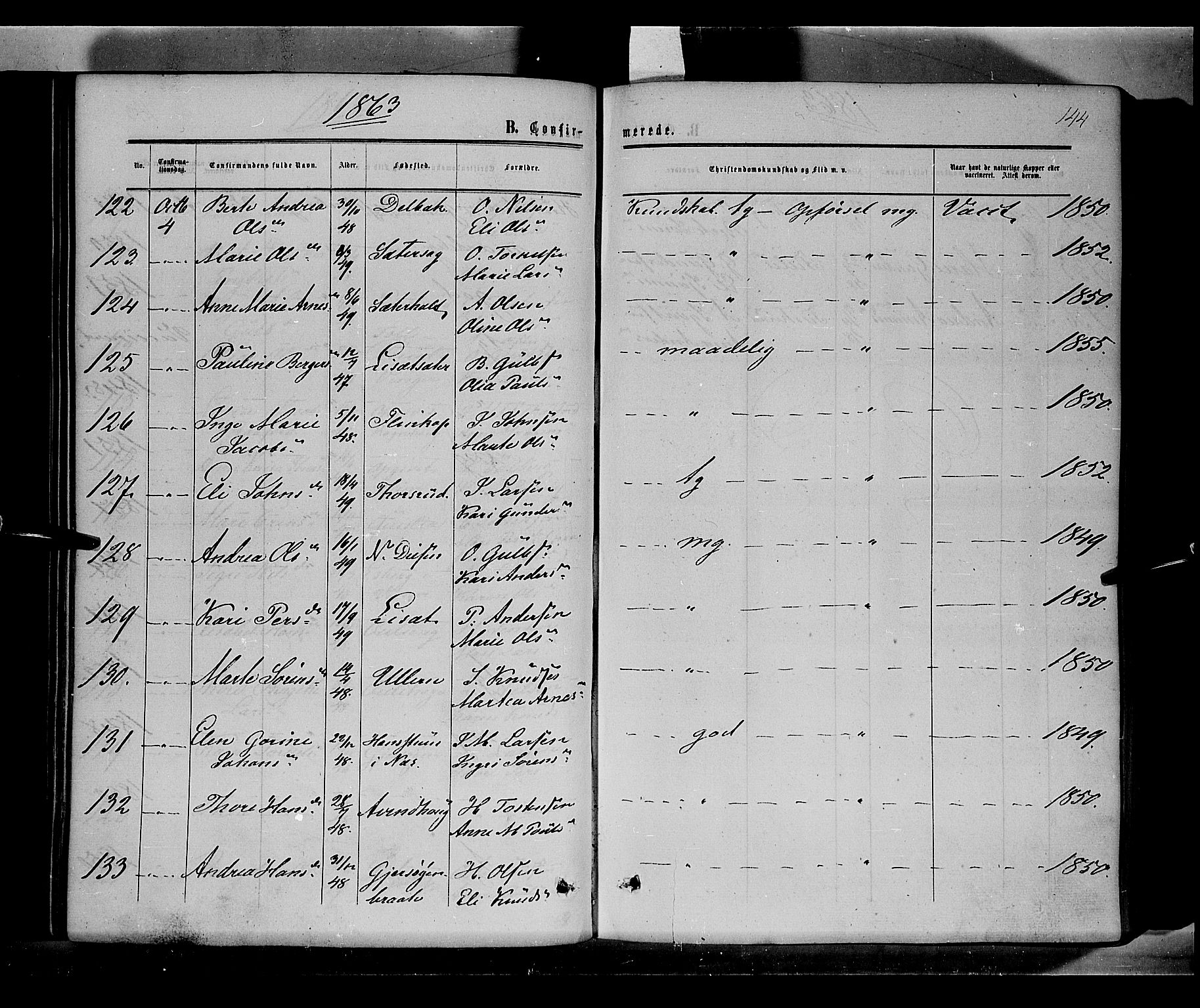 Sør-Odal prestekontor, AV/SAH-PREST-030/H/Ha/Haa/L0002: Parish register (official) no. 2, 1859-1863, p. 144